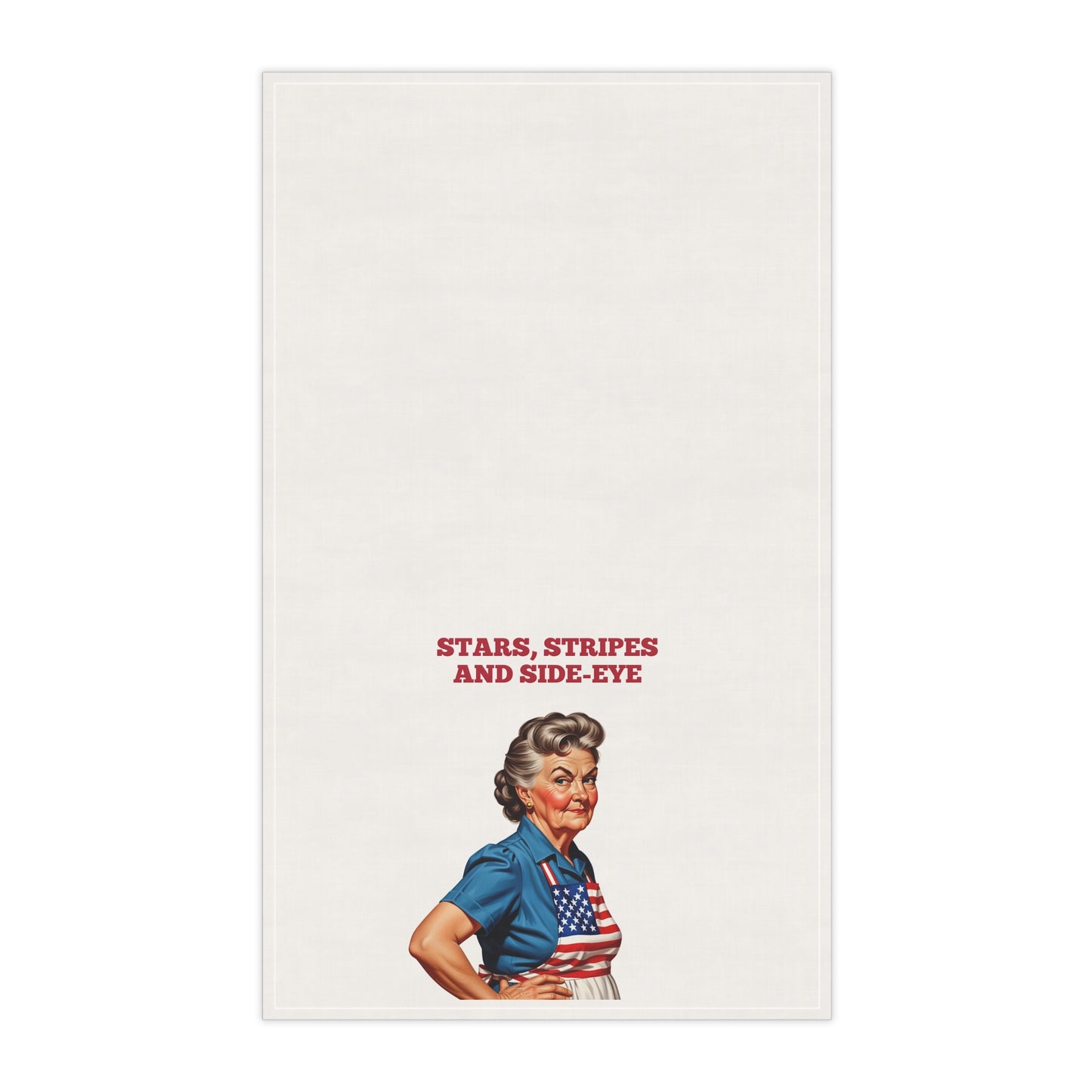Patriotic Tea Towels - Stars, Stripes and Side-Eye, Holiday Kitchen Decor, Gift for Home Chefs, Fun Cooking Accessories, Americana Kitchen