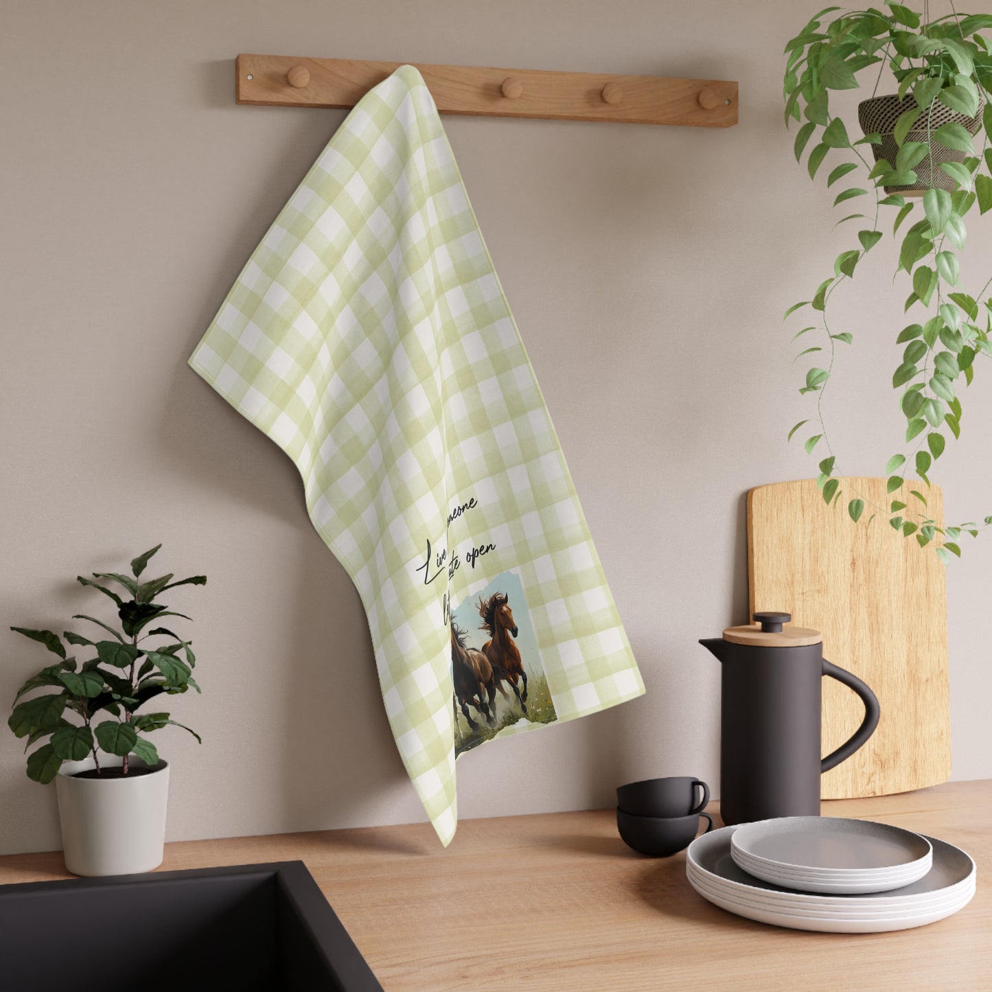 Rustic Horse Tea Towels, Farmhouse Kitchen Decor, Gift for Horse Lovers, Country Home, Eco-Friendly Cotton Towels