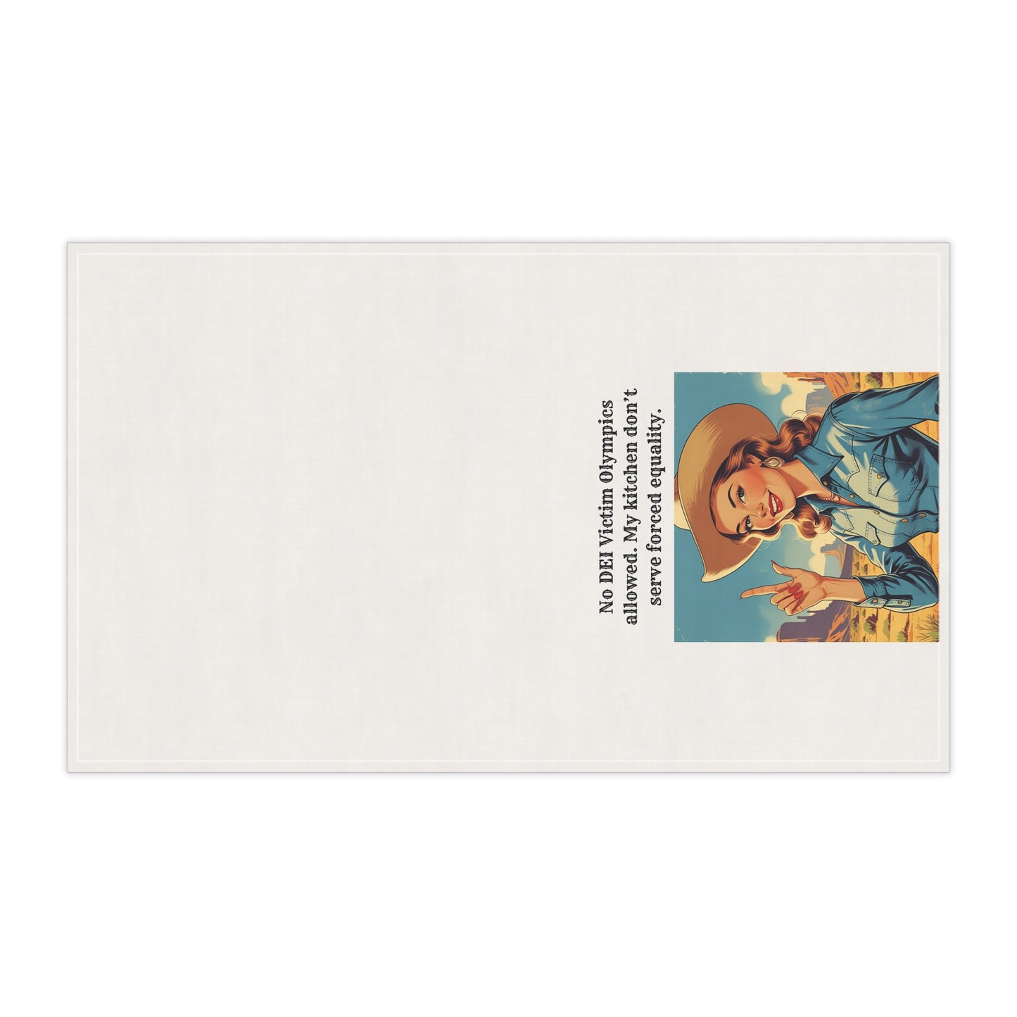 Rebel Heart Tea/Bar Towel | Sarcastic Cowgirl Saying "No DEI Victim Olympics allowed. My kitchen don’t serve forced equality."