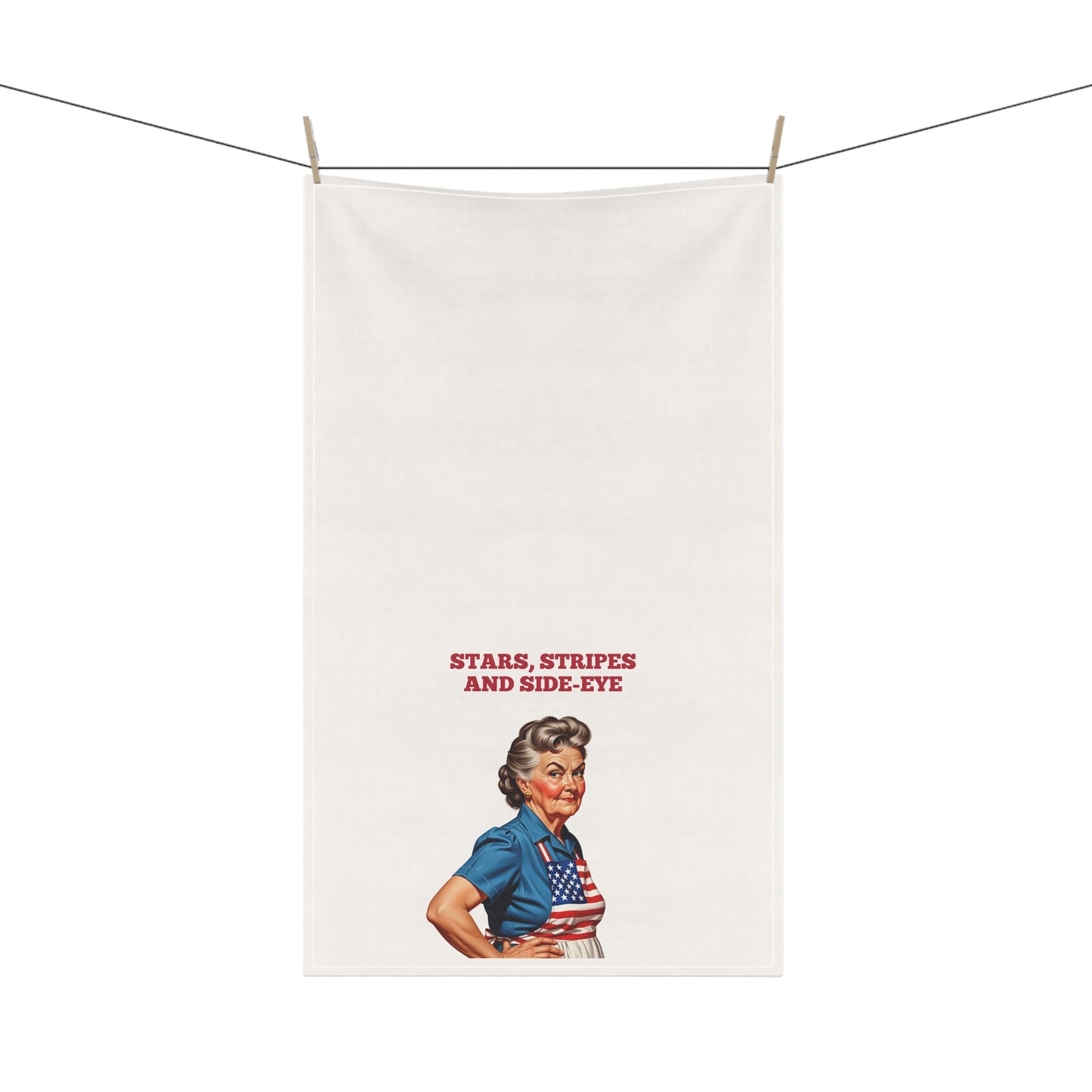 Patriotic Tea Towels - Stars, Stripes and Side-Eye, Holiday Kitchen Decor, Gift for Home Chefs, Fun Cooking Accessories, Americana Kitchen
