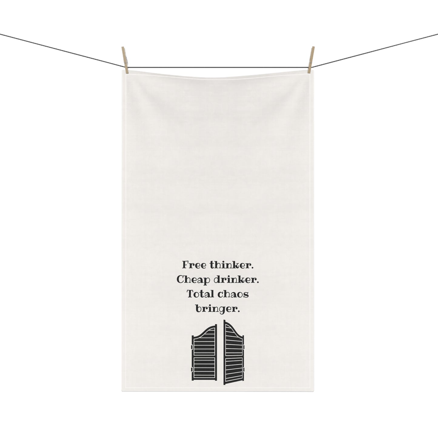 "Free Thinker, Cheap Drinker" Dish Towel. Western Kitchen and Bar Decor