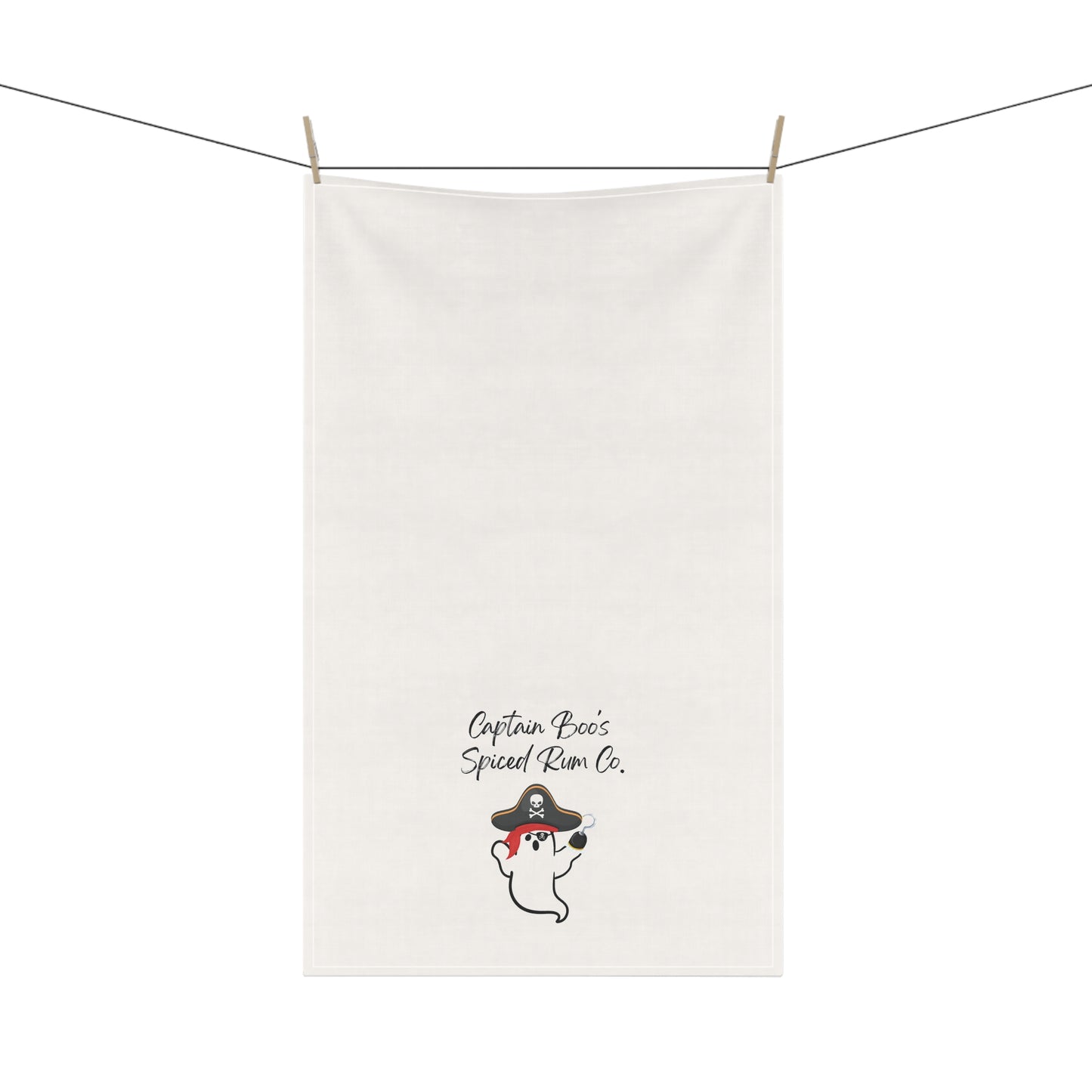 "Captain Boo's Spiced Rum Co" Pirate Ghost Tea Towels, Funny Kitchen Decor, Halloween Gift, Nautical Home Accent, Gift for Rum Lovers