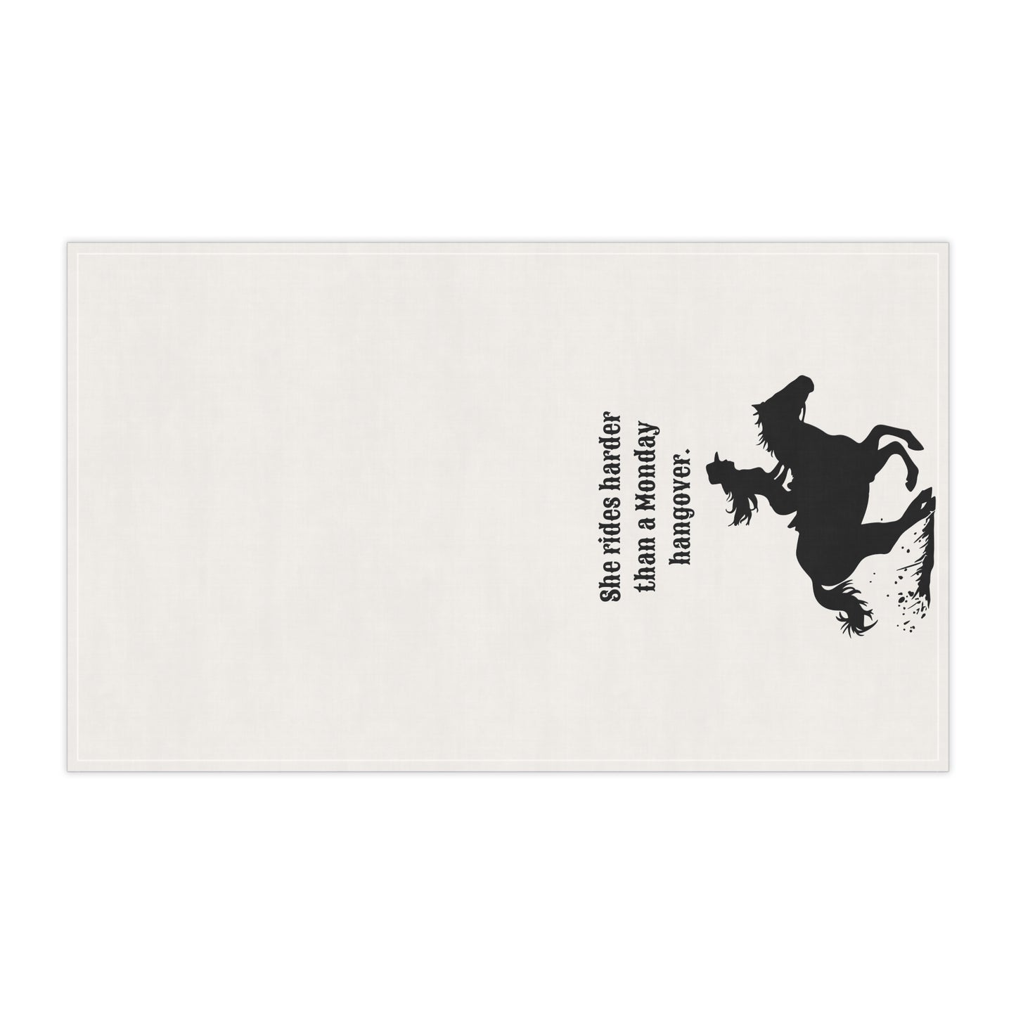 Cowgirl Kitchen Tea/Bar Towels, "She rides harder than a Monday hangover," Western Decor, Horse Lover Gift, Unique Cotton Towels