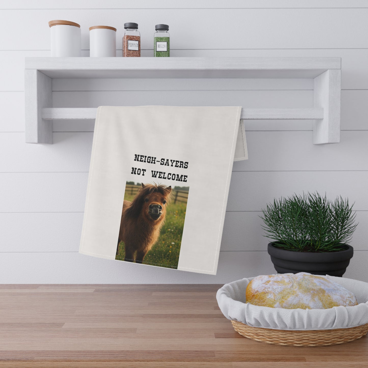 Funny Farmhouse Tea Towels, "Neigh-Sayers Not Welcome", Kitchen Decor, Gift for Horse Lovers, Rustic Home Accessories, Animal Lover Gift