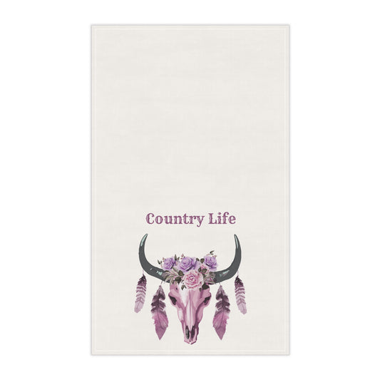Country Life Tea Towel | Farmhouse Kitchen Decor, Rustic Home Accessory, Gift for Her, Western Style, Floral Design, housewarming