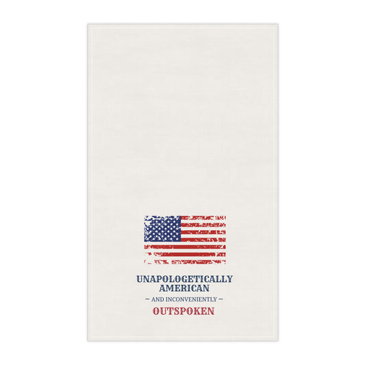 Unapologetically American Tea Towel - Rustic Kitchen Decor, Patriotic Gift for Home, Cooking, Americana, BBQ, 4th of July