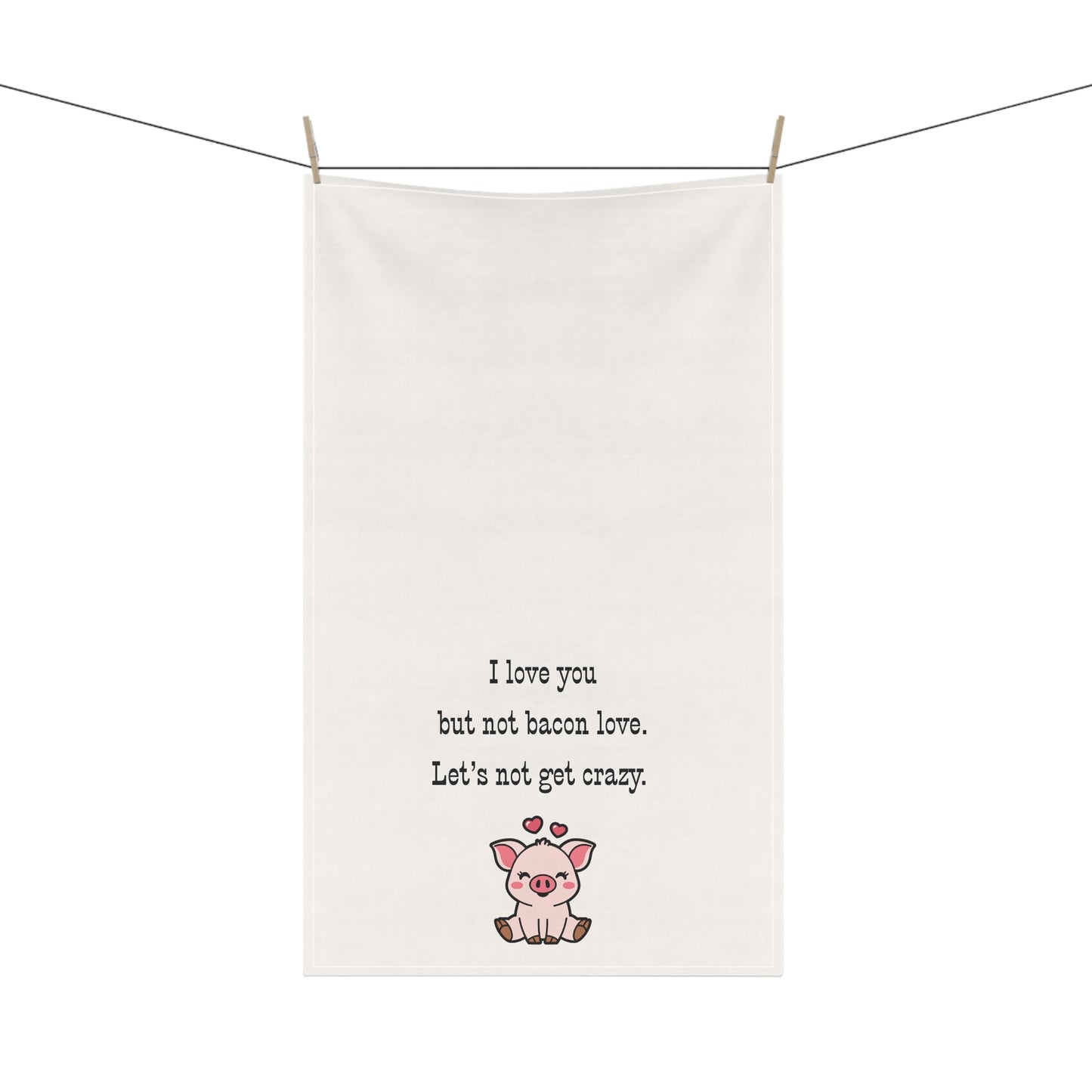 Bacon Lover's Tea Towel with cute Pig