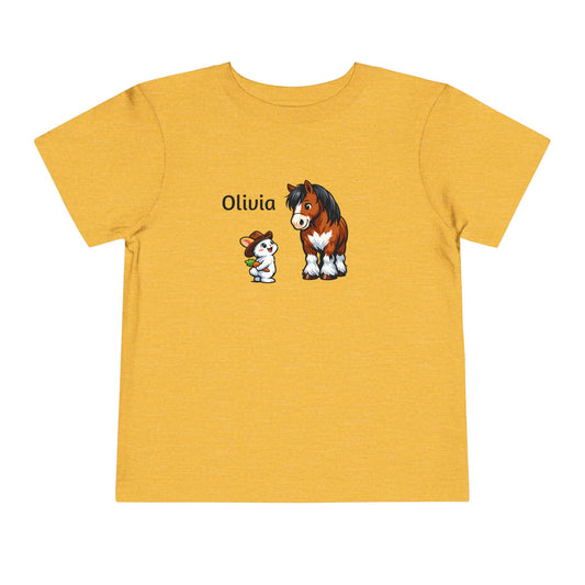 Toddler Tee - Personalized name with Pony & Bunny Cute Farm Animal Shirt