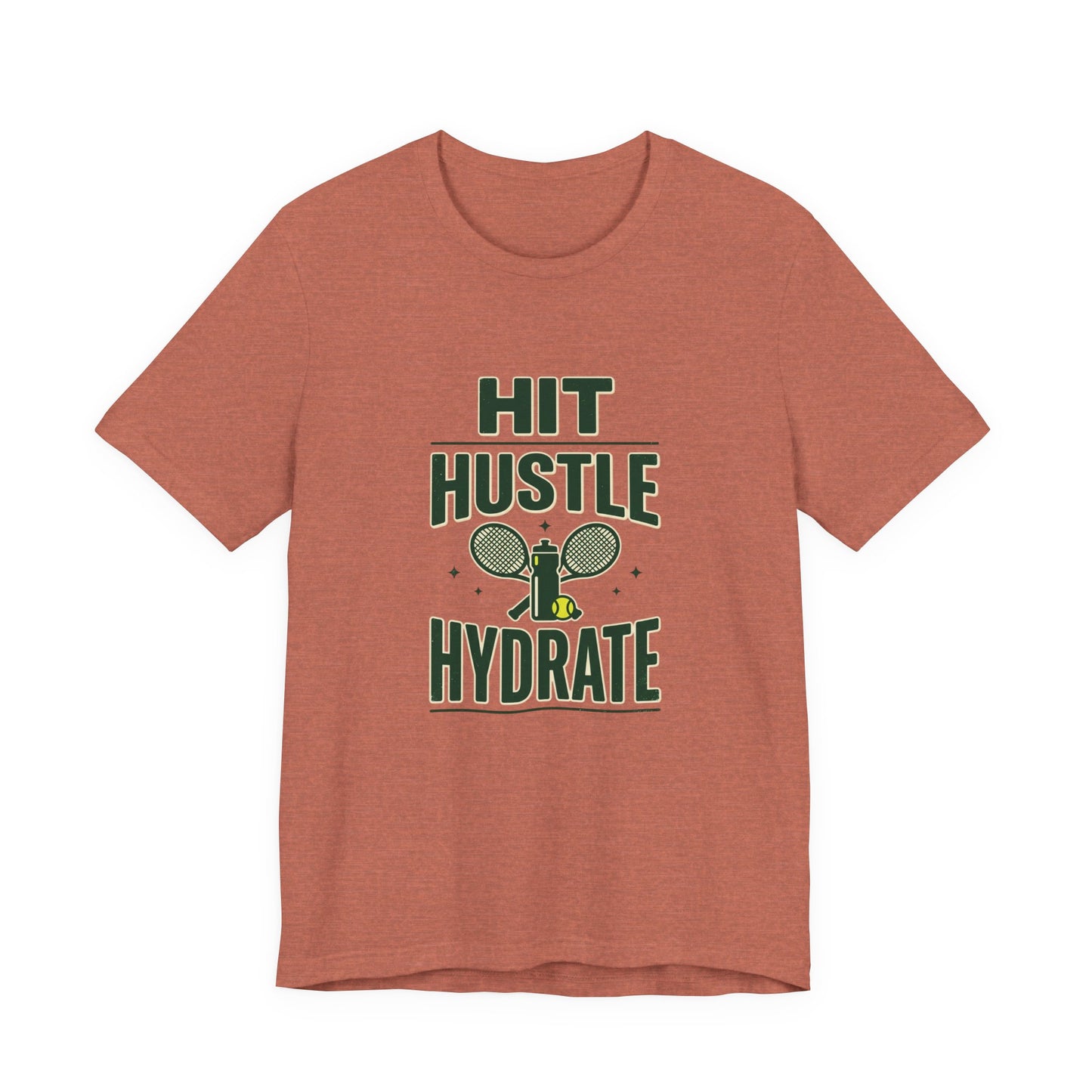 Hit Hustle Hydrate Tee | Tennis or Pickleball Aesthetic, Vintage Racket Preppy