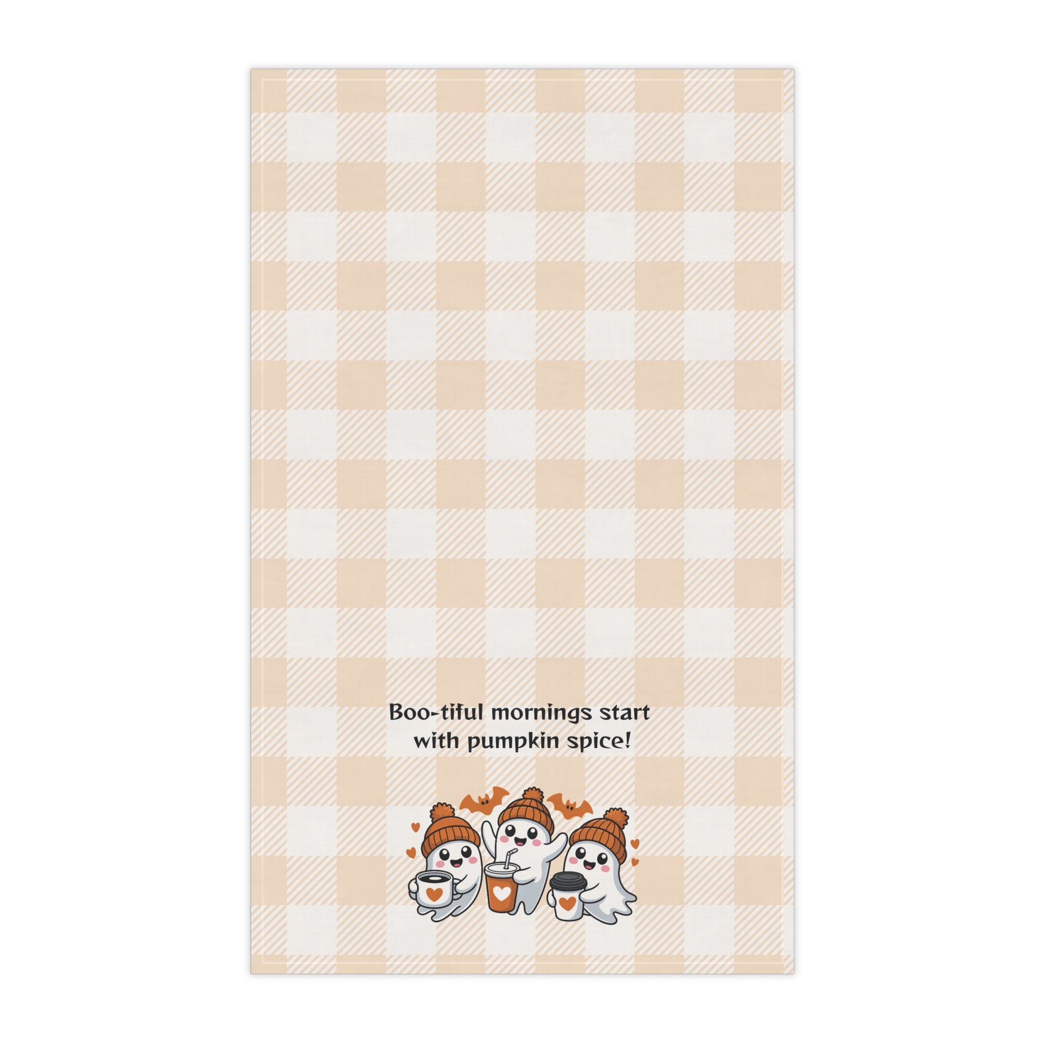 Cozy Fall Tea Towels | "Boo-tiful Mornings with Pumpkin Spice" | Perfect for Autumn, Halloween, Kitchen Decor, Gift Idea
