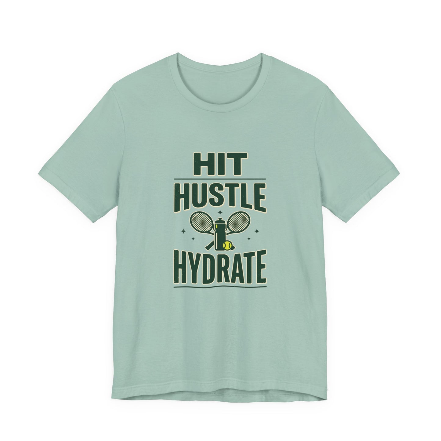 Hit Hustle Hydrate Tee | Tennis or Pickleball Aesthetic, Vintage Racket Preppy