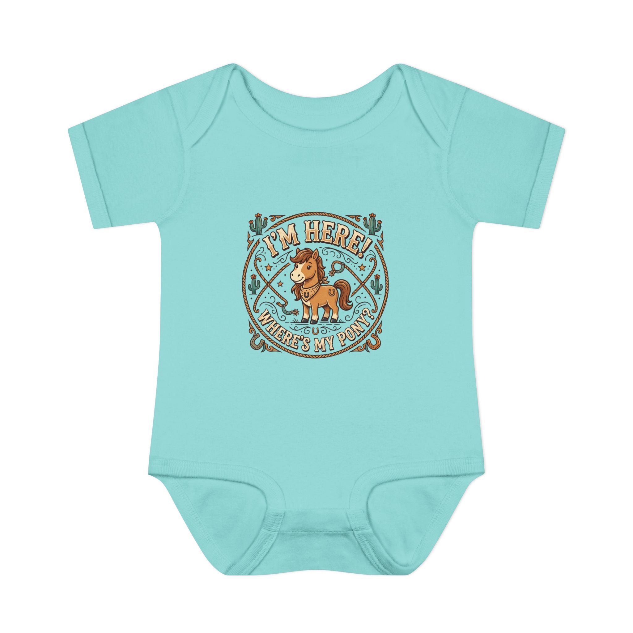 Cowboy Nursery Baby Bodysuit – "I'm Here! Where's my Pony?" Western Infant Onesie