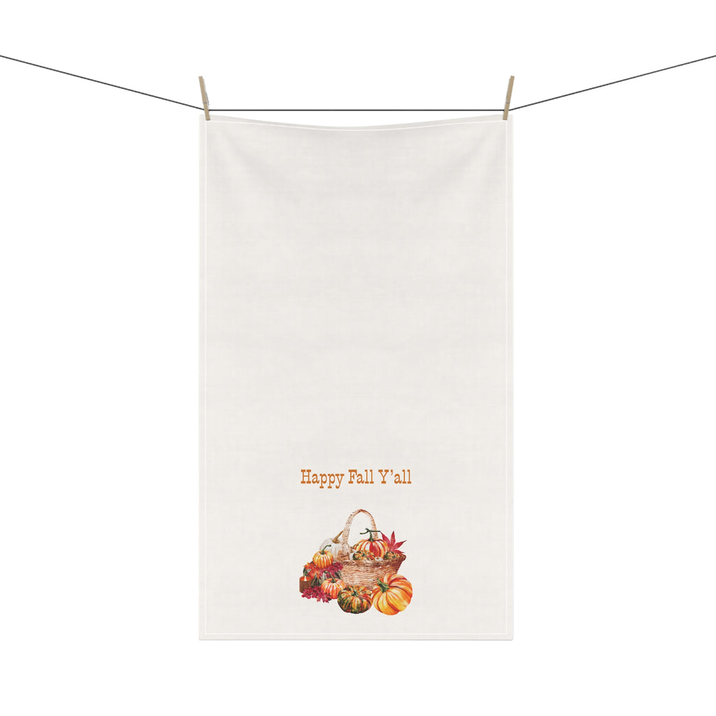 "Happy Fall Y'all!" Autumn Kitchen Tea Towels, Cozy Fall Home Decor, Thanksgiving Gift, Welcome to Fall Y'all, Farmhouse Style Kitchen Linen
