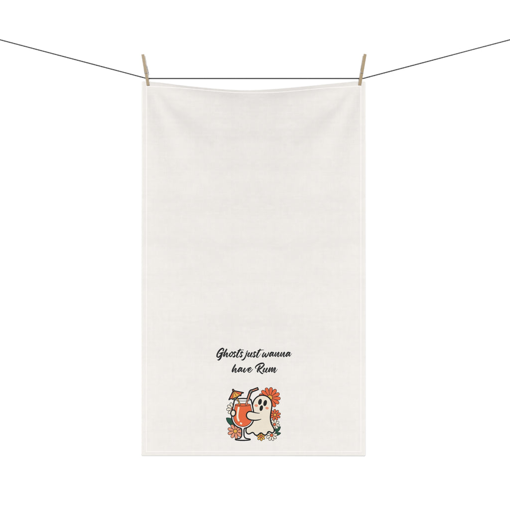 "Ghosts just wanna have Rum" Boo-tifully Tipsy Ghost Kitchen Towels, Halloween Kitchen Decor, Fun Gifts for Home, Funny Dish Towels, Spooky Party Essentials
