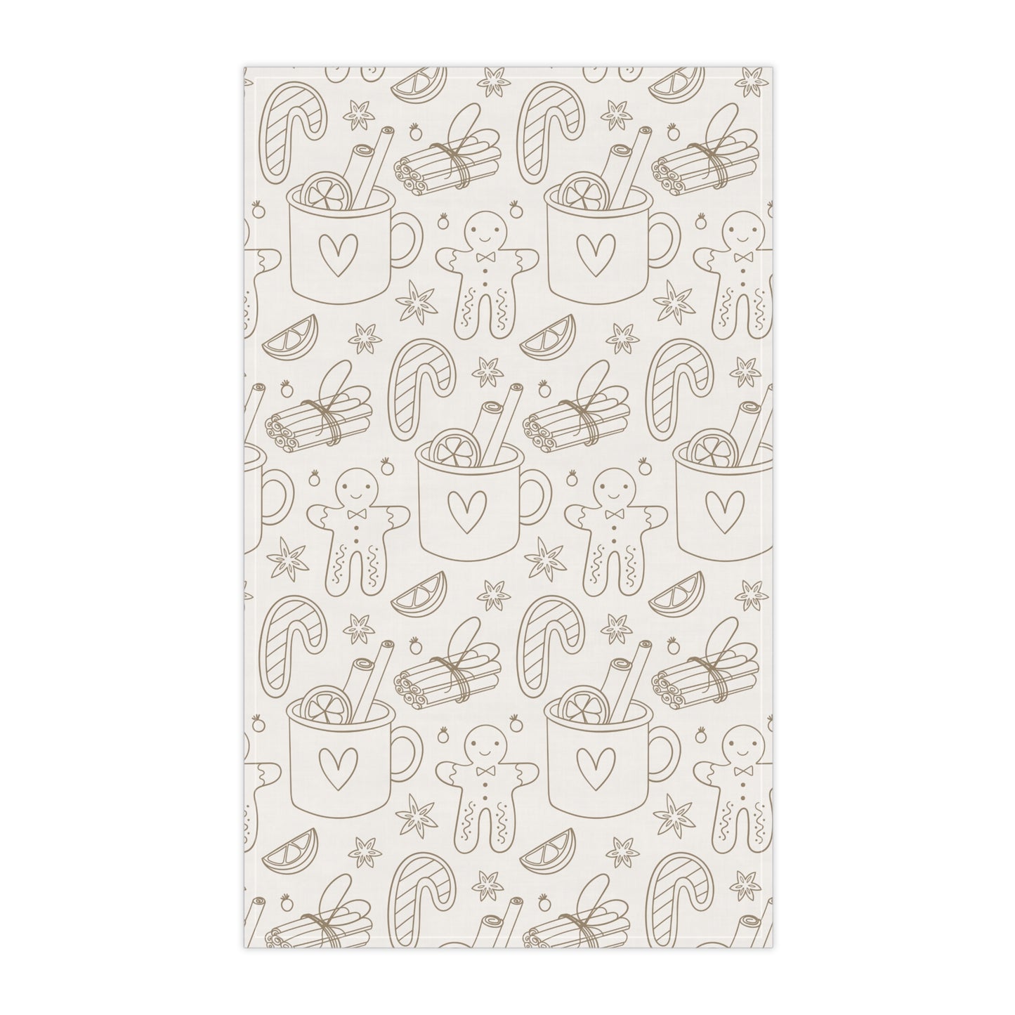 Holiday Hot Cocoa & Gingerbread Tea Towel — Festive Kitchen Dish Towel