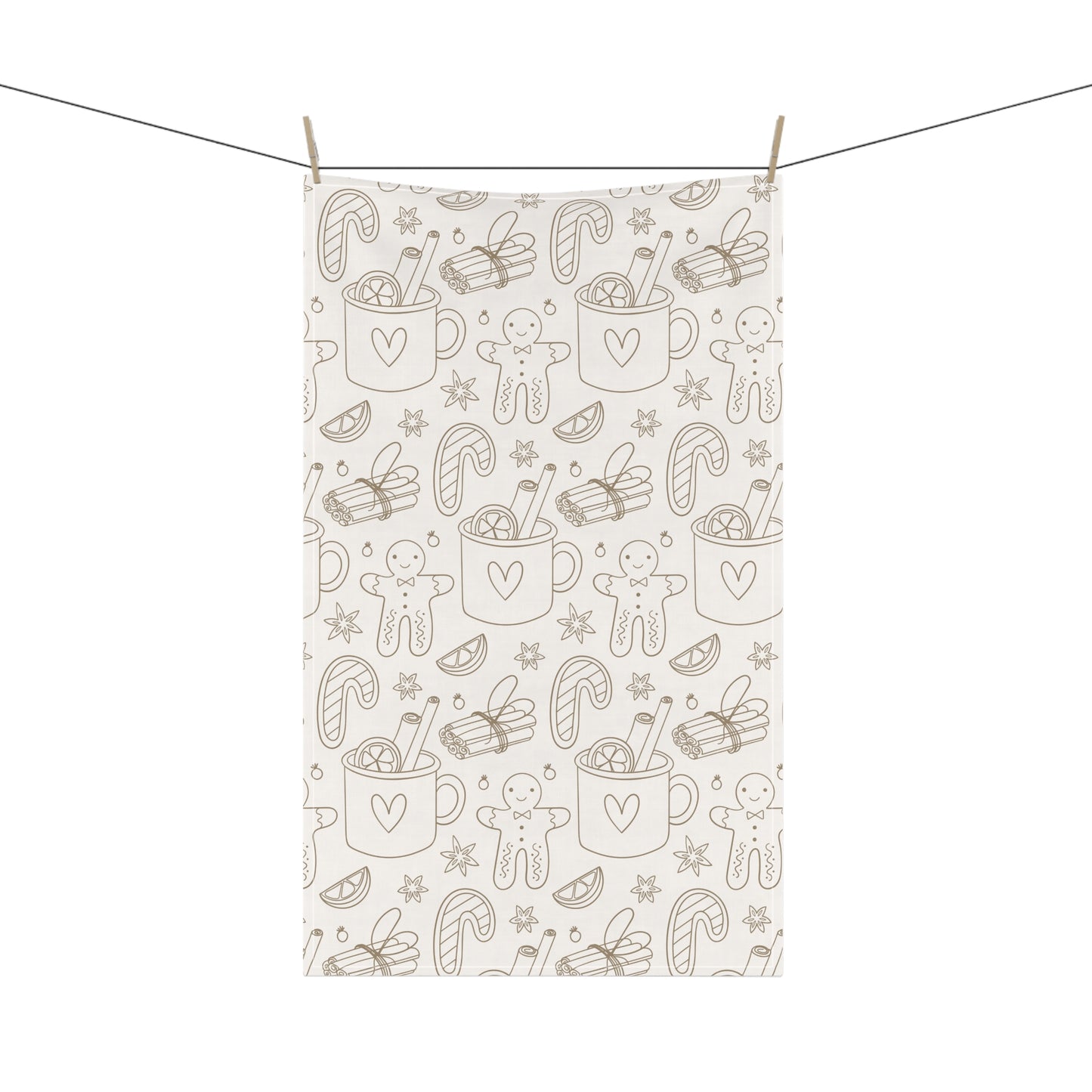 Holiday Hot Cocoa & Gingerbread Tea Towel — Festive Kitchen Dish Towel