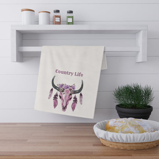 Country Life Tea Towels | Farmhouse Kitchen Decor, Rustic Home Accessory, Gift for Her, Western Style, Floral Design