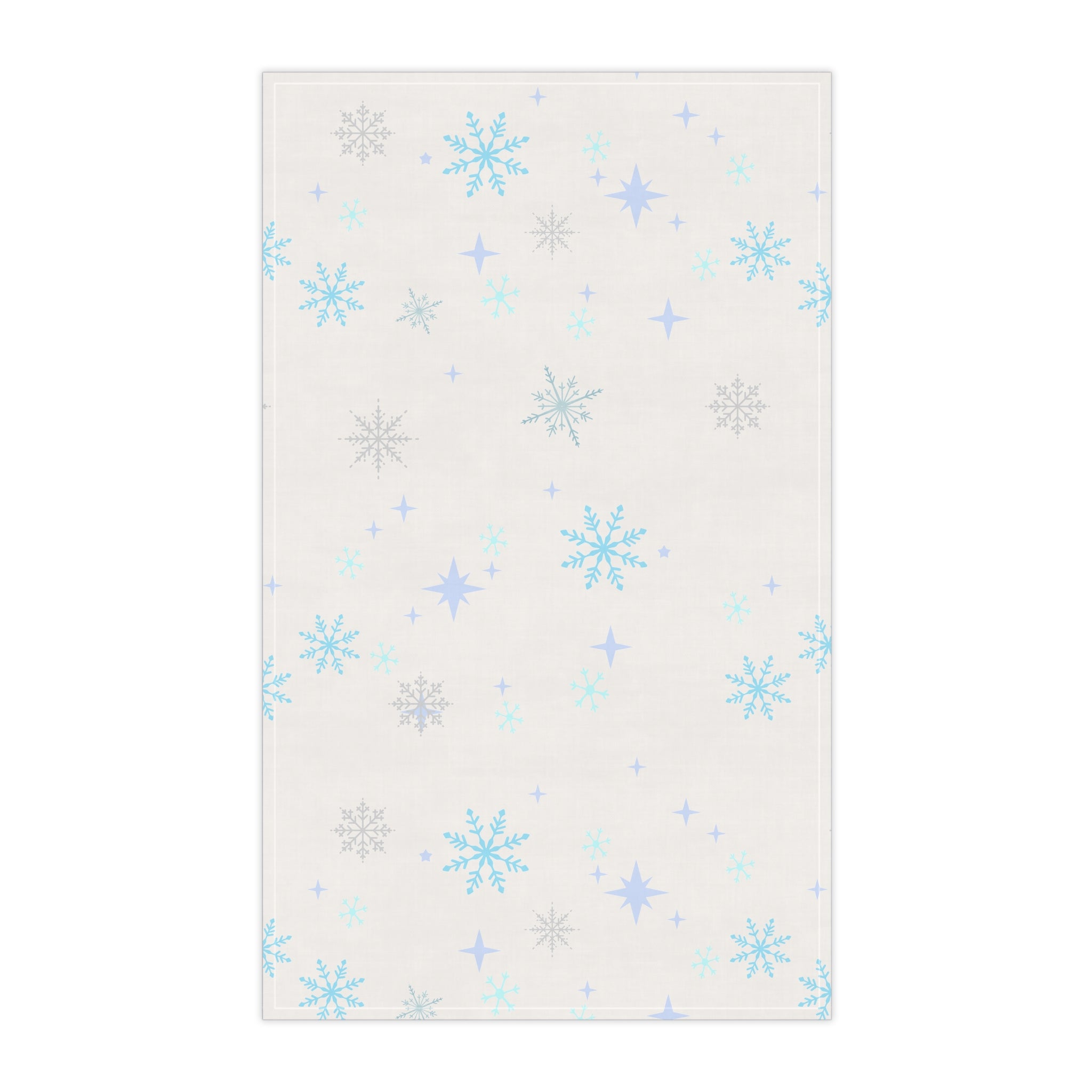 Snowflake Tea Towel — Subtle snowflake Winter Kitchen Towel. Blue, lavender and silver shades.  Christmas gift, decor