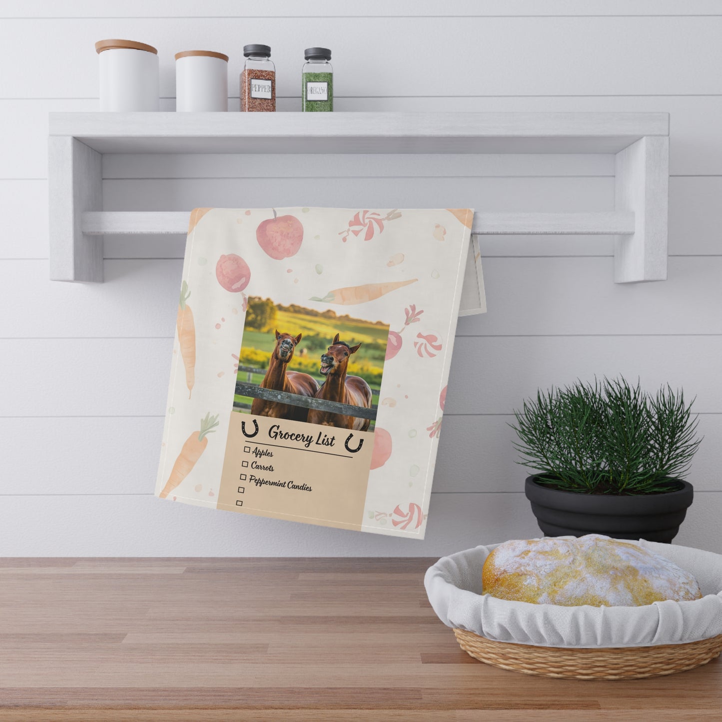 Funny Horse-Themed Tea Towels for Farmhouse Decor, Equine Kitchen Accessories, Rustic Home Essentials, Gift for Animal Lovers