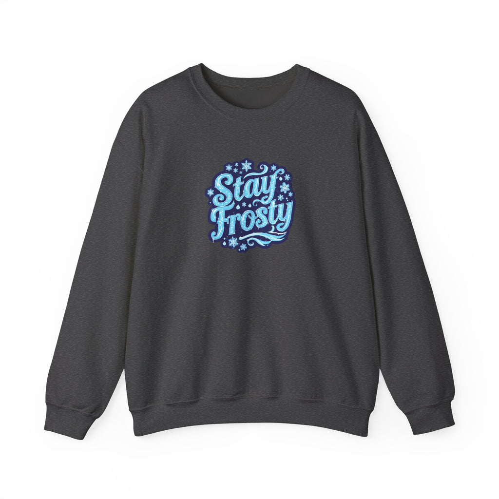 Stay Frosty Crewneck Sweatshirt — Retro Snowflake Graphic