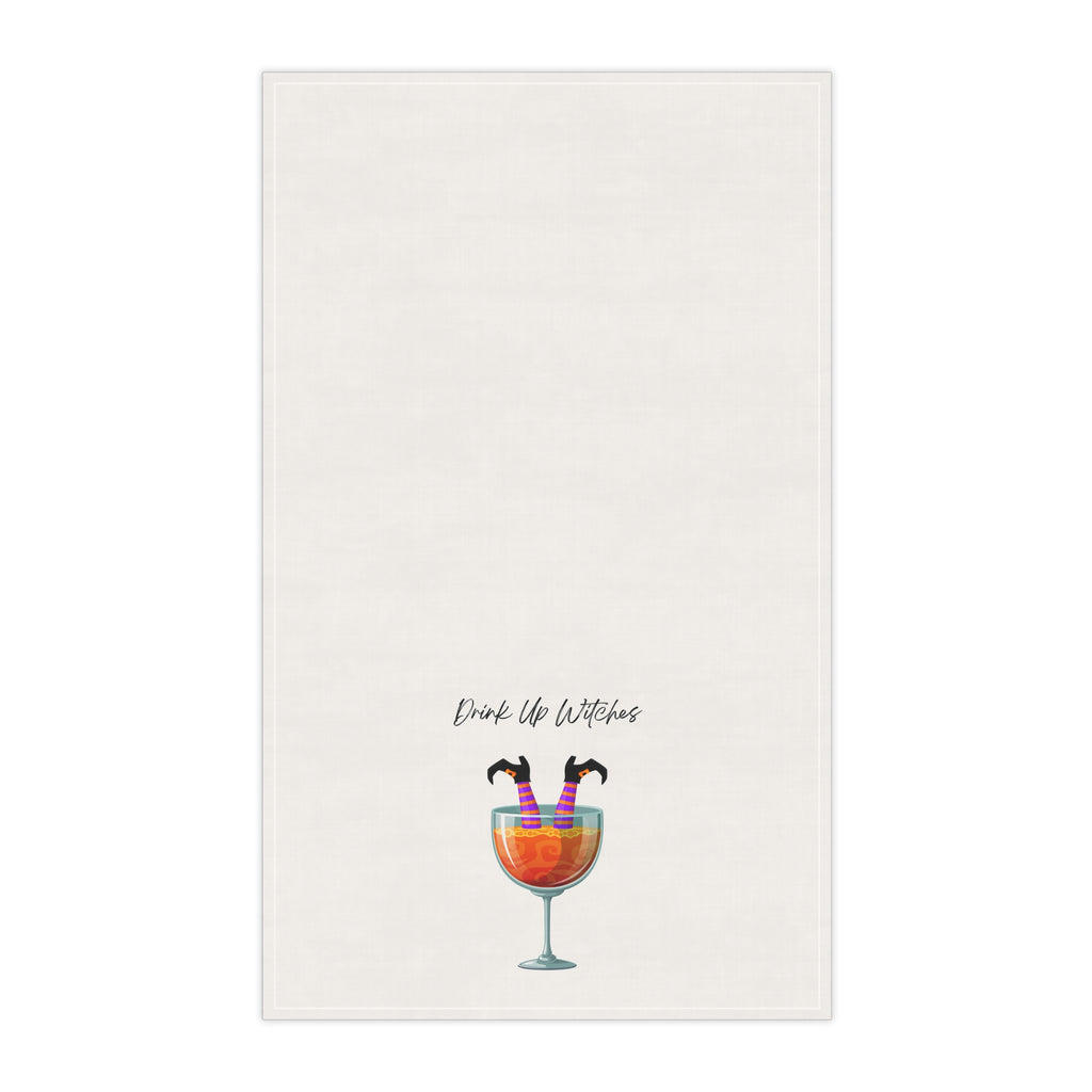 "Drink Up Witches" Fun Cocktail Tea Towels, Kitchen Decor, Halloween Gifts, Cotton Towels for Cooking, Housewarming Essentials