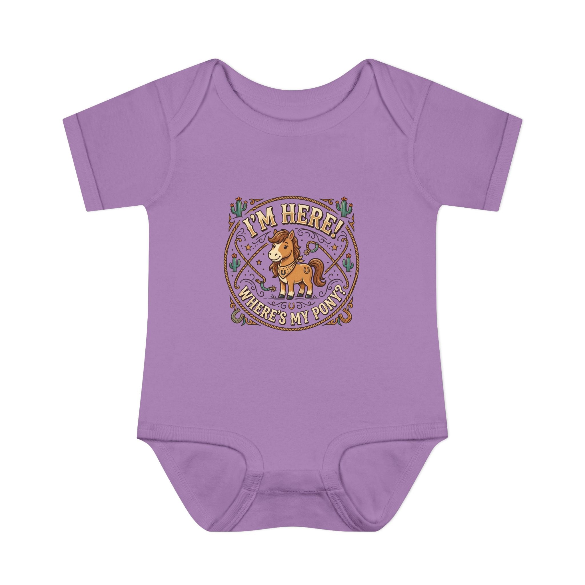 Cowboy Nursery Baby Bodysuit – "I'm Here! Where's my Pony?" Western Infant Onesie