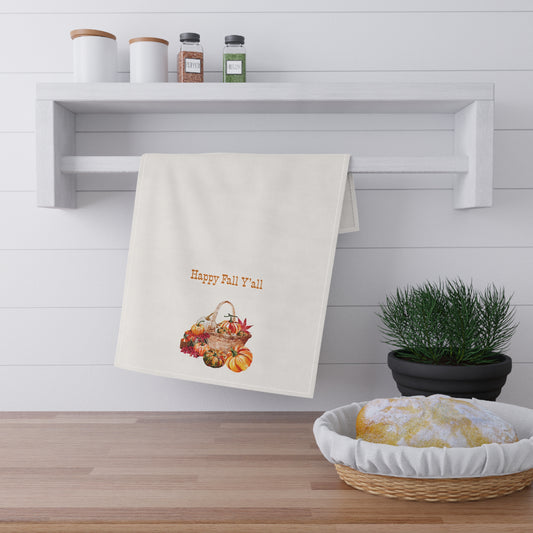 "Happy Fall Y'all!" Autumn Kitchen Tea Towels, Cozy Fall Home Decor, Thanksgiving Gift, Welcome to Fall Y'all, Farmhouse Style Kitchen Linen