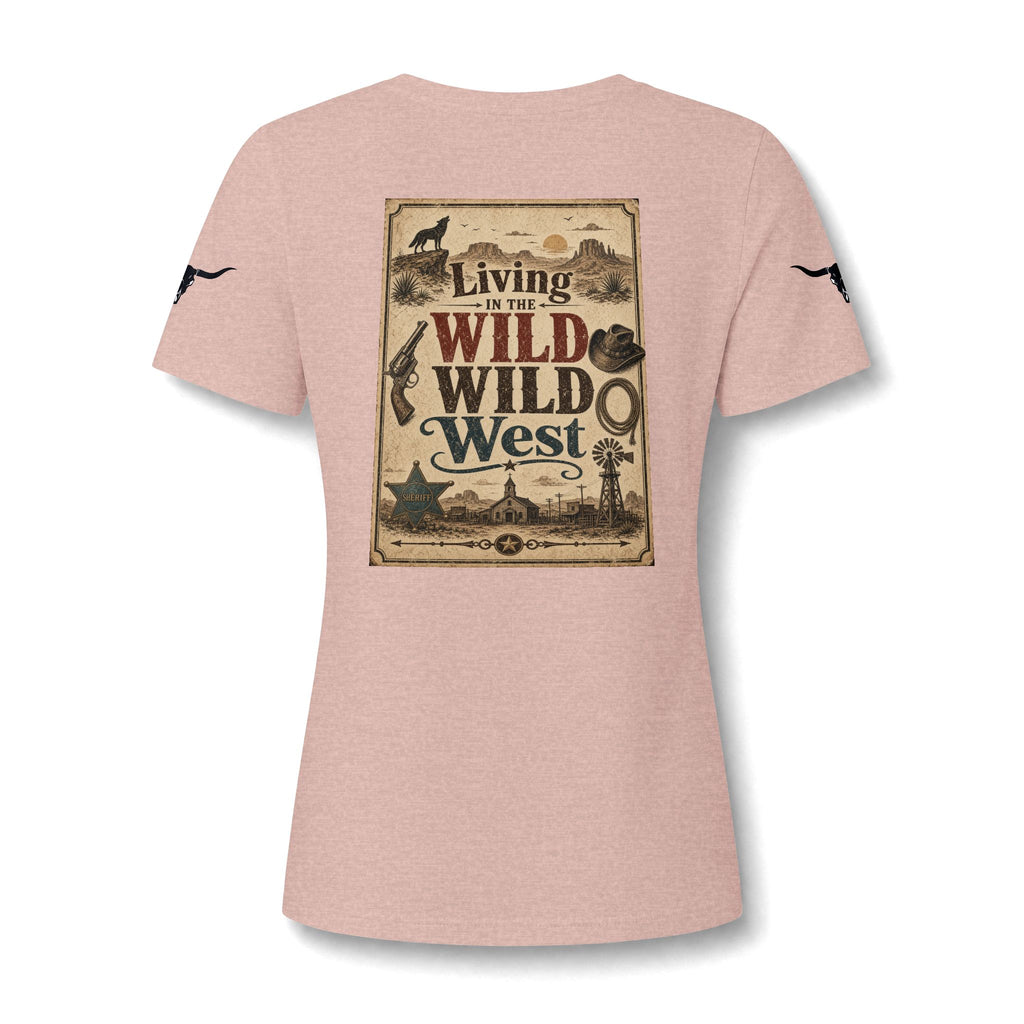 Living in the WILD WILD WEST vintage style cowgirl t-shirt