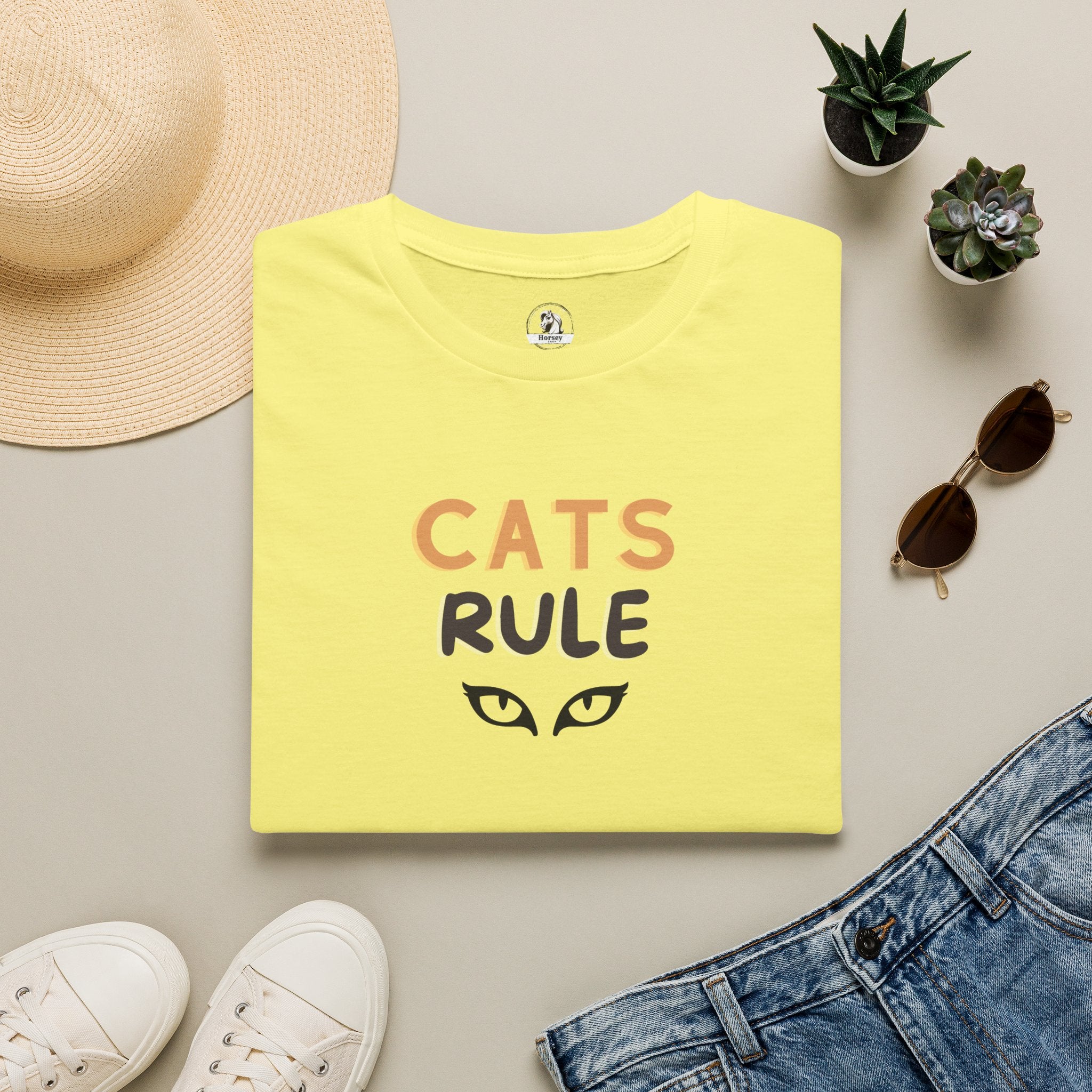 Cats Rule T‑Shirt — Cute Cat Eyes Graphic Tee for Cat Lovers