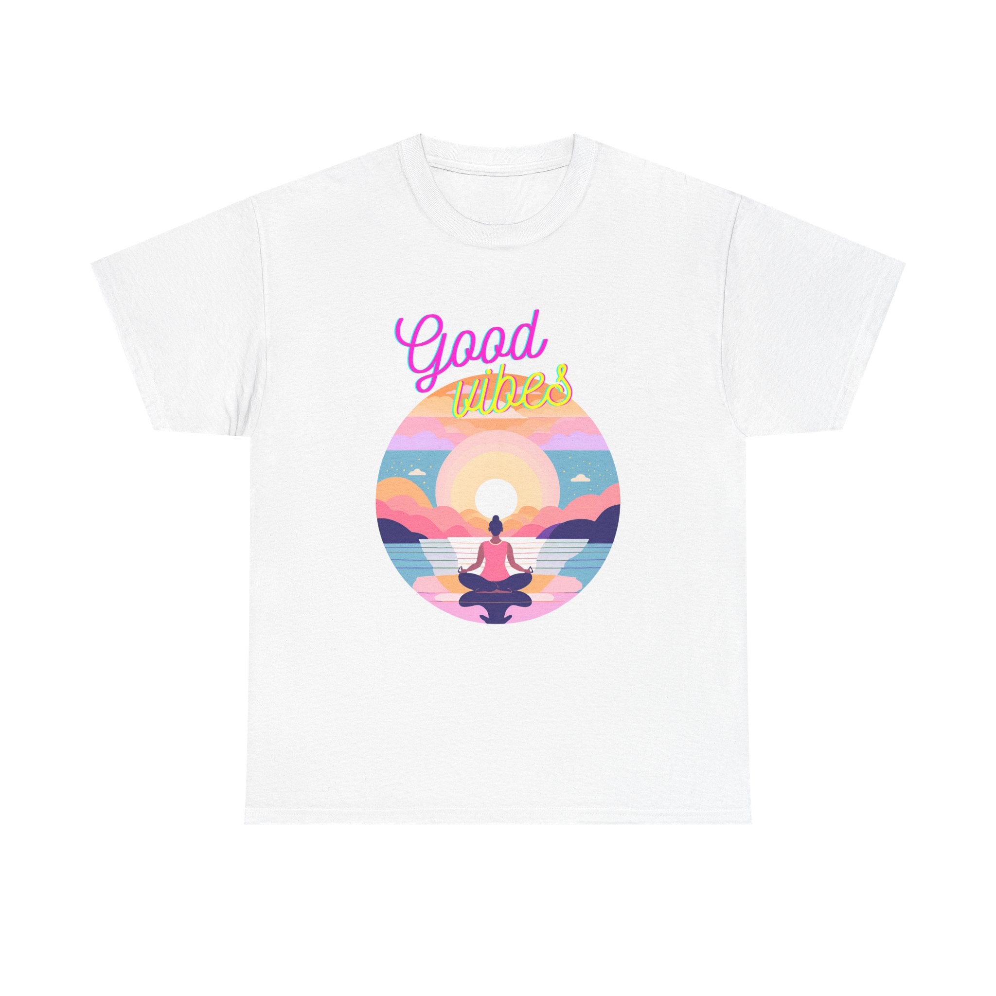 Meditation Sunset Tee - "Good Vibes" Yoga T-Shirt