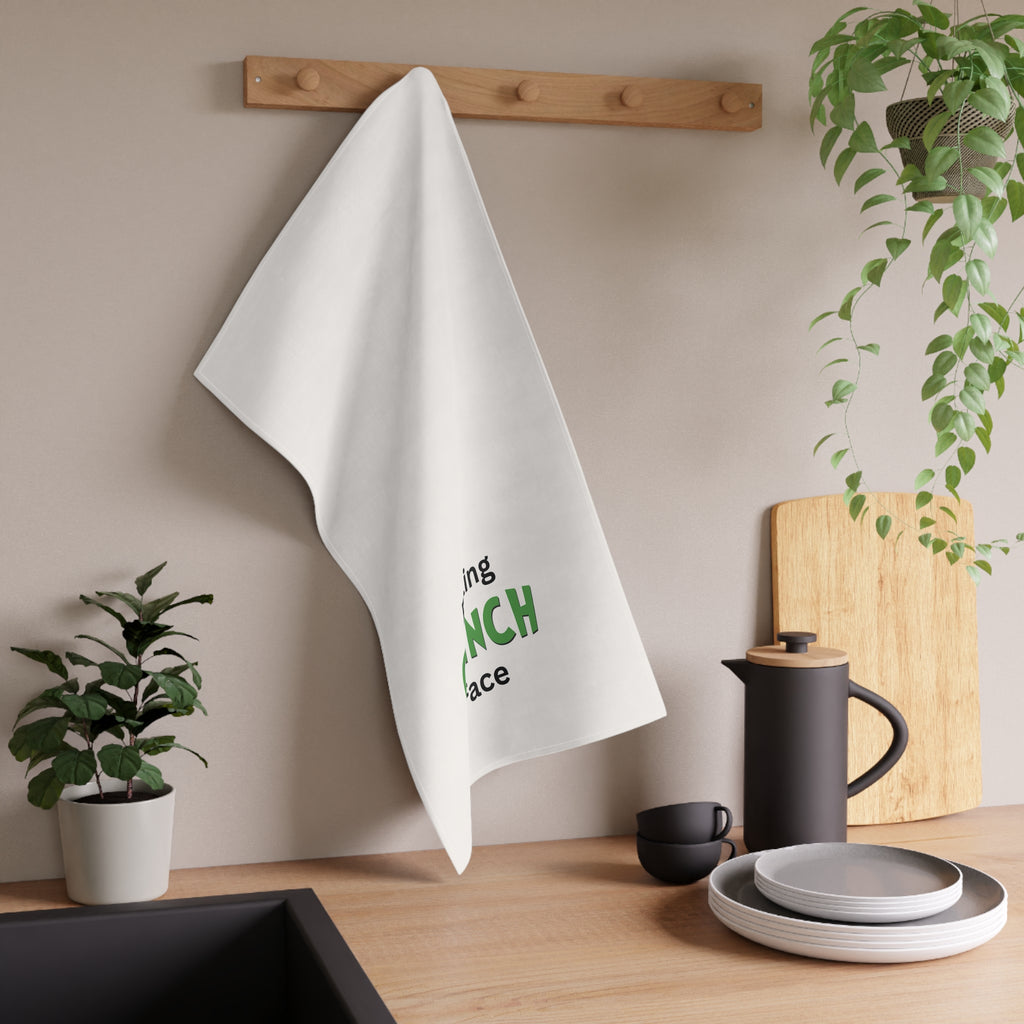Tea Towel - "Resting Grinch Face" Holiday Kitchen Towel. Christmas humor, white elephant gift