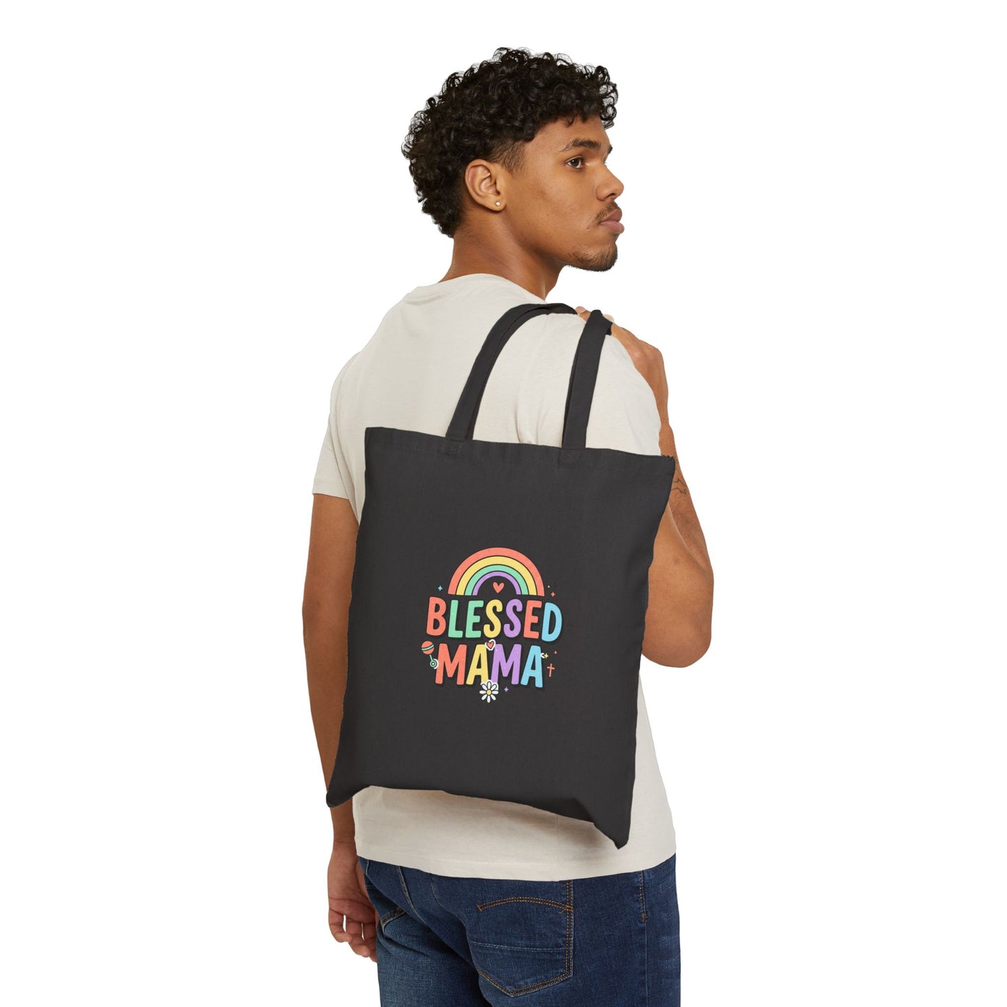 Blessed Mama Rainbow Tote | Christian Faith, Colorful Scripture Style