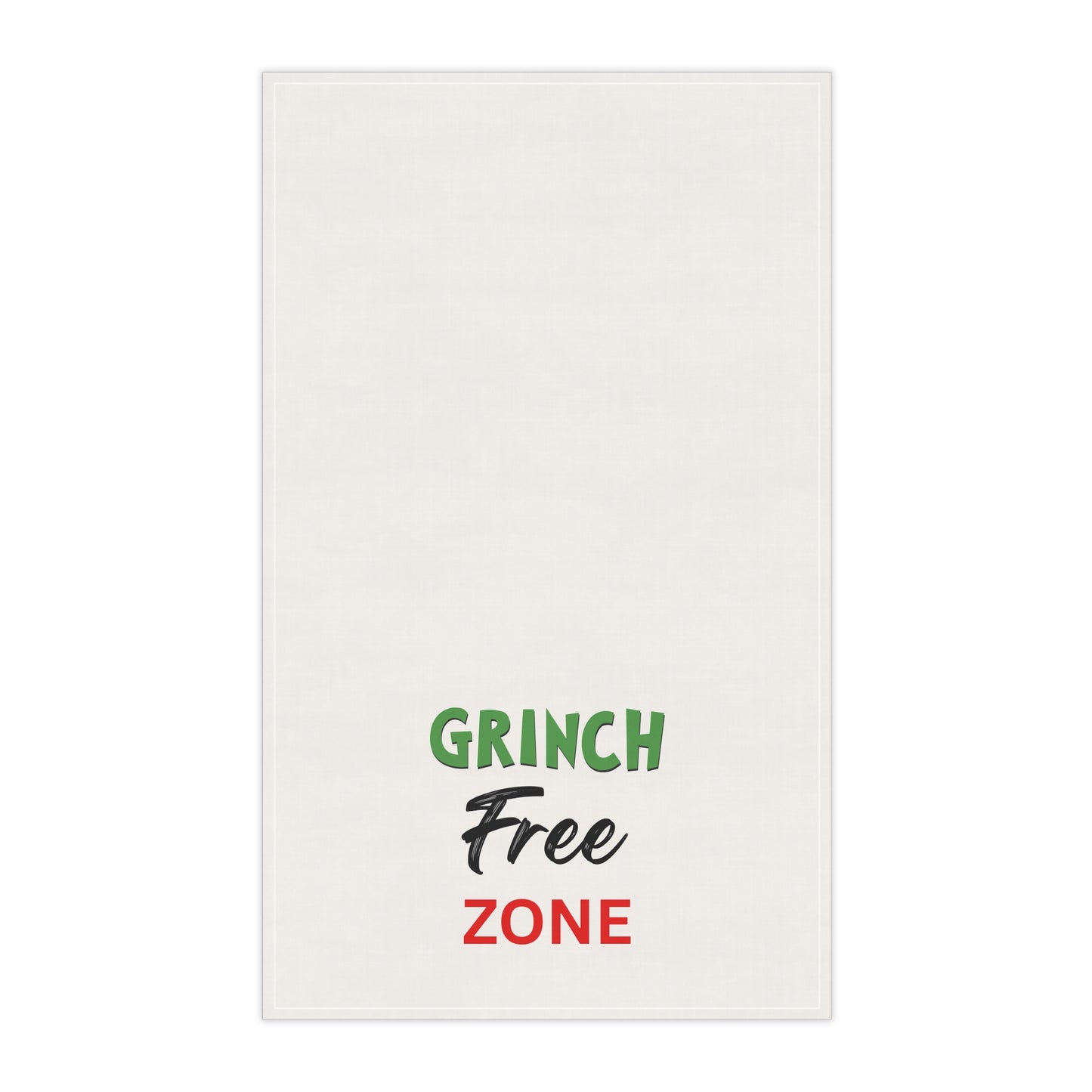 Grinch Free Zone Tea Towel – Holiday Kitchen Decor, funny Christmas towel, gift
