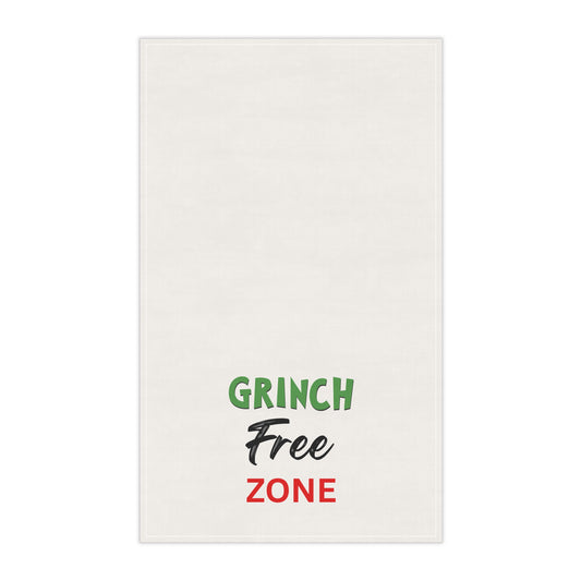 Grinch Free Zone Tea Towel – Holiday Kitchen Decor, funny Christmas towel, gift