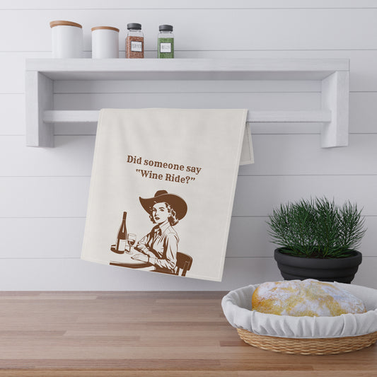 Cowgirl Wine Ride Tea/Bar Towels, Western Kitchen Decor, Retro Cowgirl Design, Farmhouse Towels, Kitchen Towels with Wine Theme, Vintage Tea