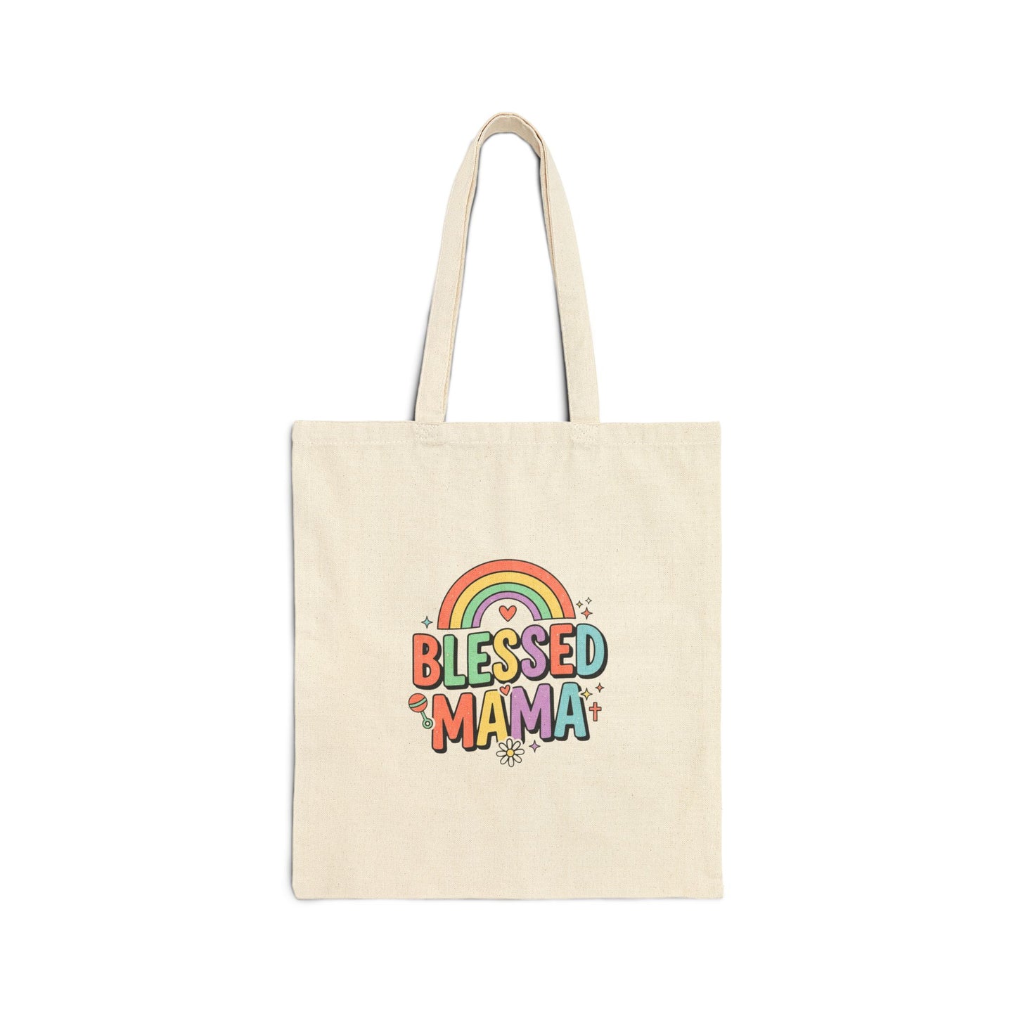 Blessed Mama Rainbow Tote | Christian Faith, Colorful Scripture Style