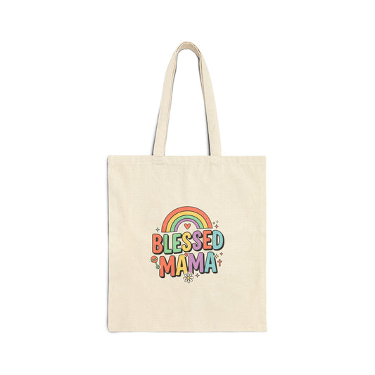 Blessed Mama Rainbow Tote | Christian Faith, Colorful Scripture Style