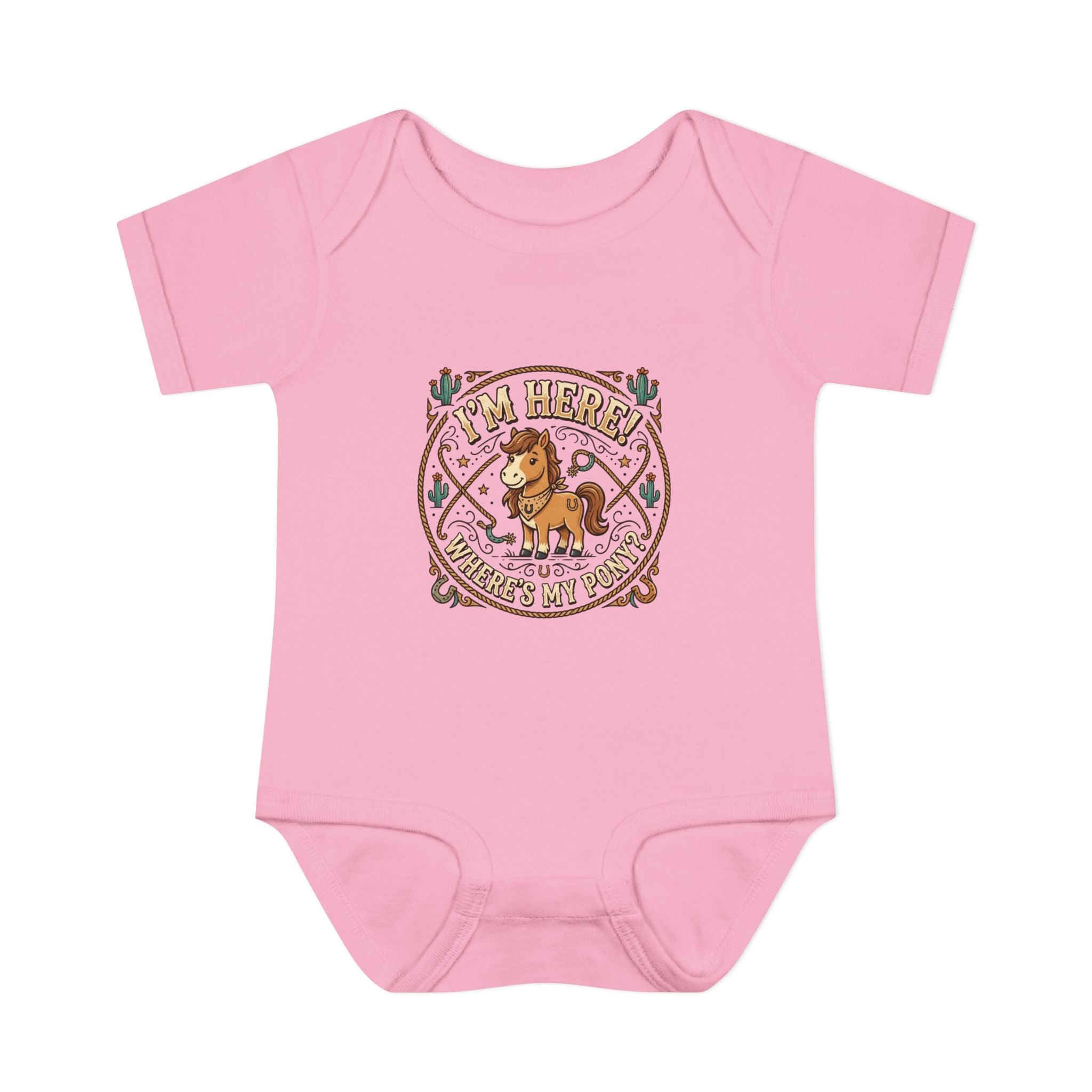 Cowboy Nursery Baby Bodysuit – "I'm Here! Where's my Pony?" Western Infant Onesie