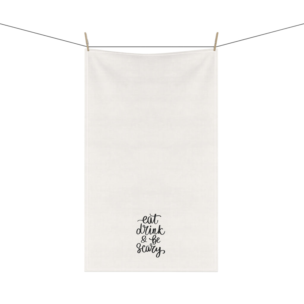 "Eat Drink and be Scary" Halloween-Themed Cotton Kitchen Tea Towels, Fun & Functional Decor for Spooky Celebrations, Gifts for Home Cooks & Party Hosts