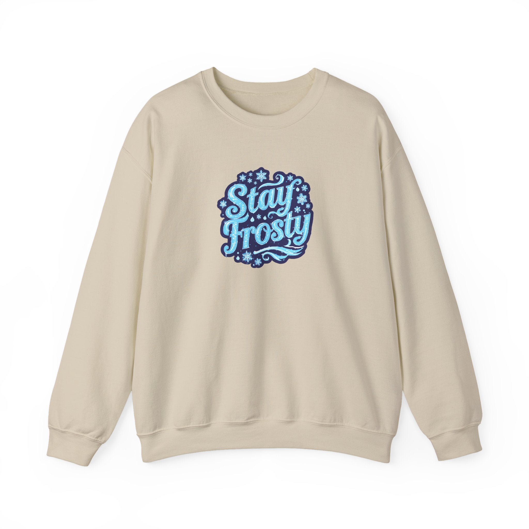 Stay Frosty Crewneck Sweatshirt — Retro Snowflake Graphic