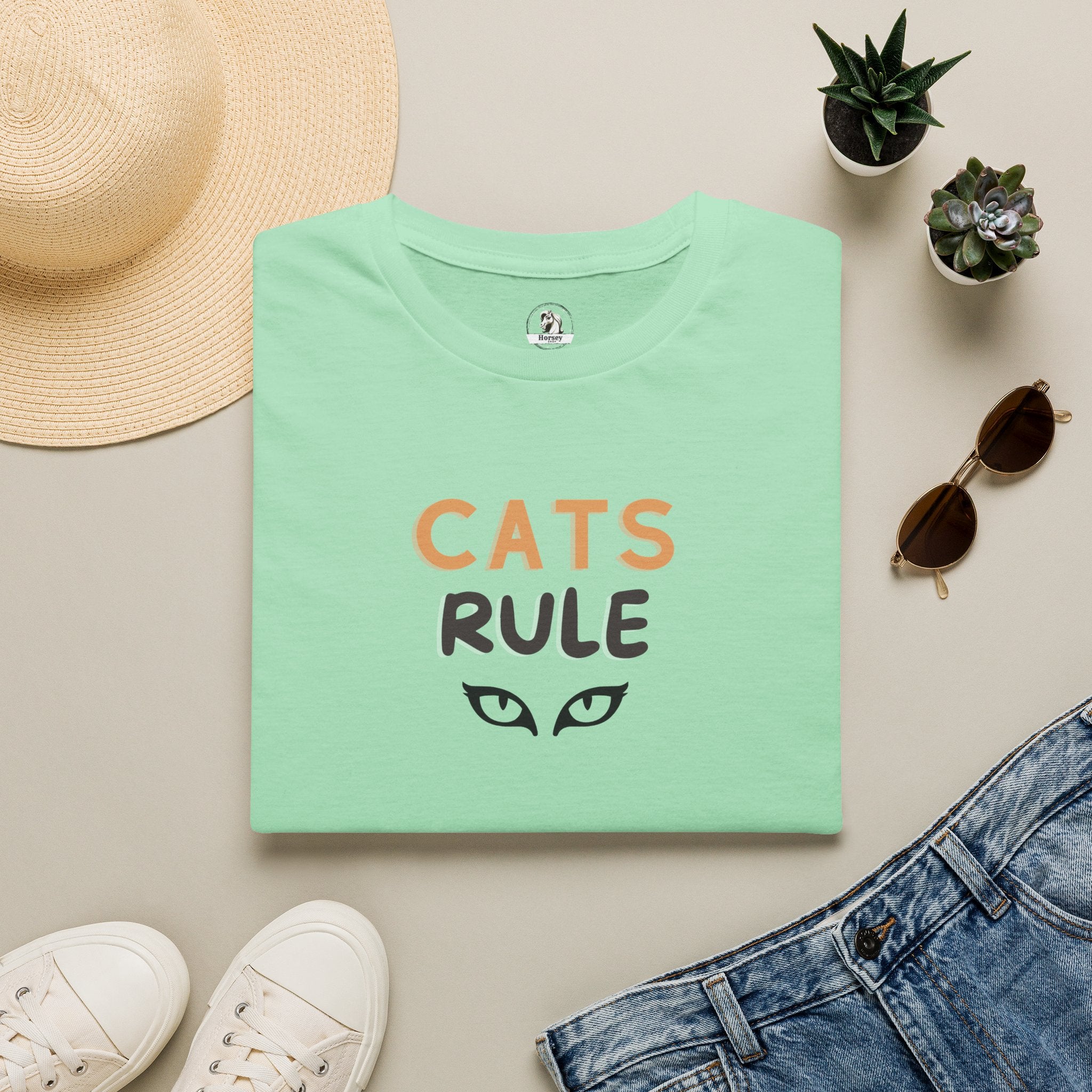 Cats Rule T‑Shirt — Cute Cat Eyes Graphic Tee for Cat Lovers