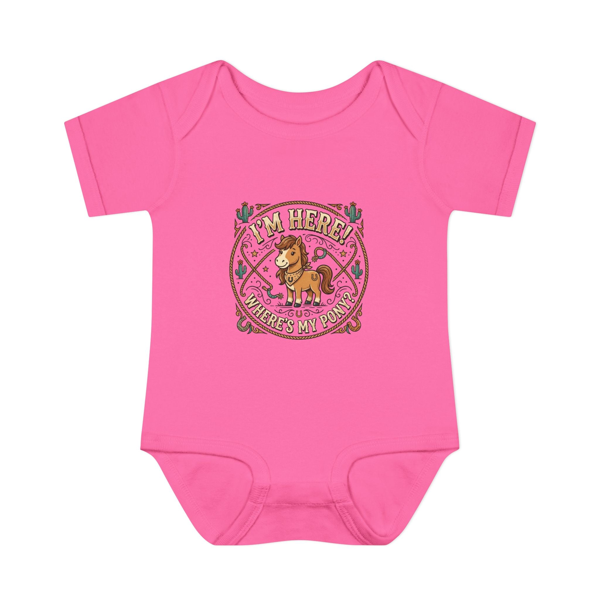 Cowboy Nursery Baby Bodysuit – "I'm Here! Where's my Pony?" Western Infant Onesie