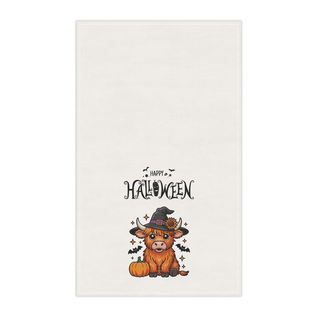 Happy Halloween cute Tea Towels, Festive Decor, Farmhouse Kitchen Accessories, Cute Highland Cow Design, Holiday Gift Ideas