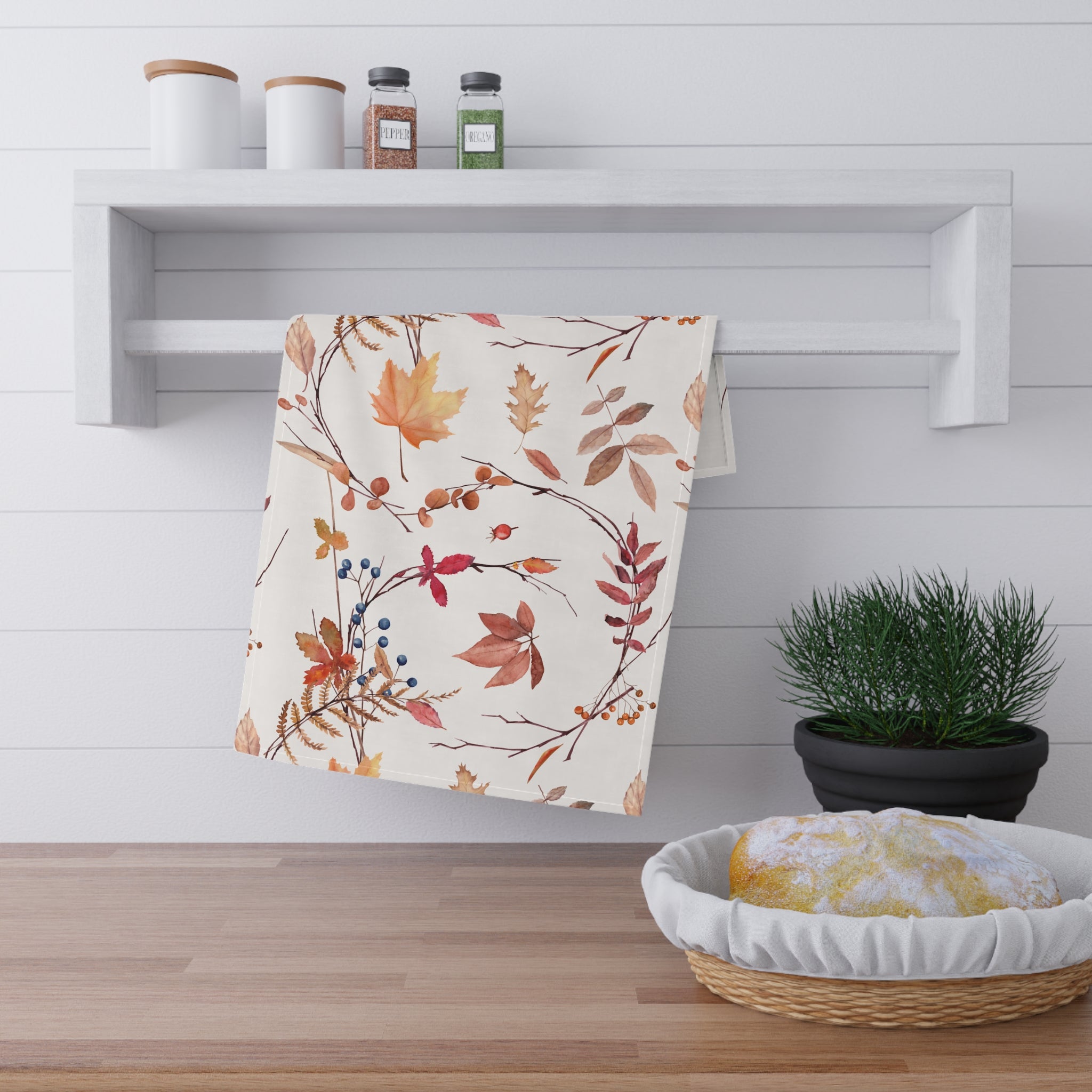 Fall foliage Tea Towels, Fall Kitchen Decor, Seasonal Home Textile, Gift for Homemakers, Cooking Essential