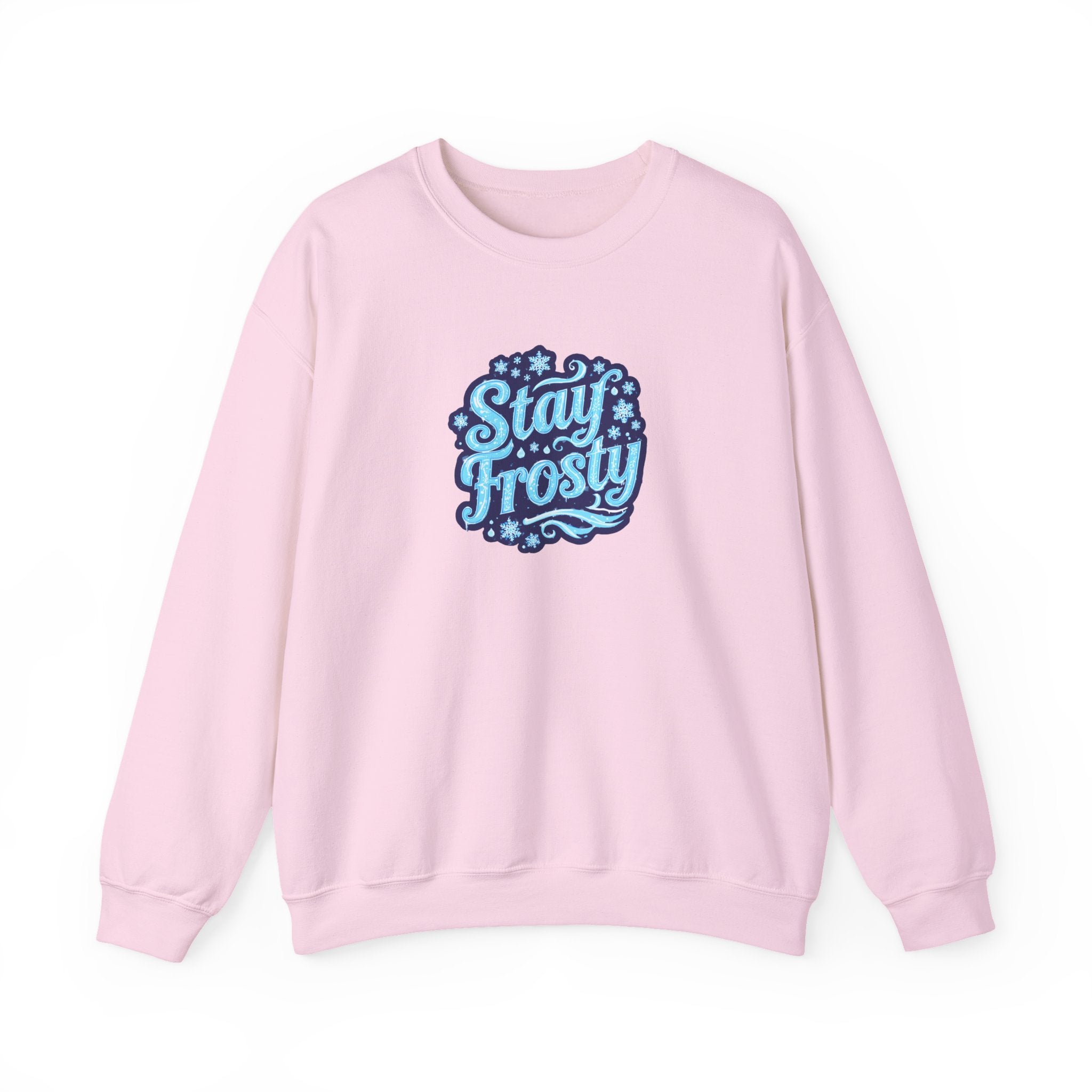 Stay Frosty Crewneck Sweatshirt — Retro Snowflake Graphic