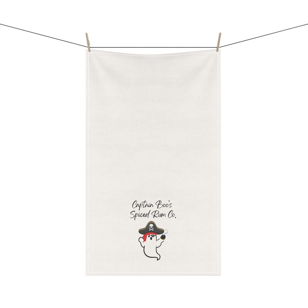 "Captain Boo's Spiced Rum Co" Pirate Ghost Tea Towels, Funny Kitchen Decor, Halloween Gift, Nautical Home Accent, Gift for Rum Lovers