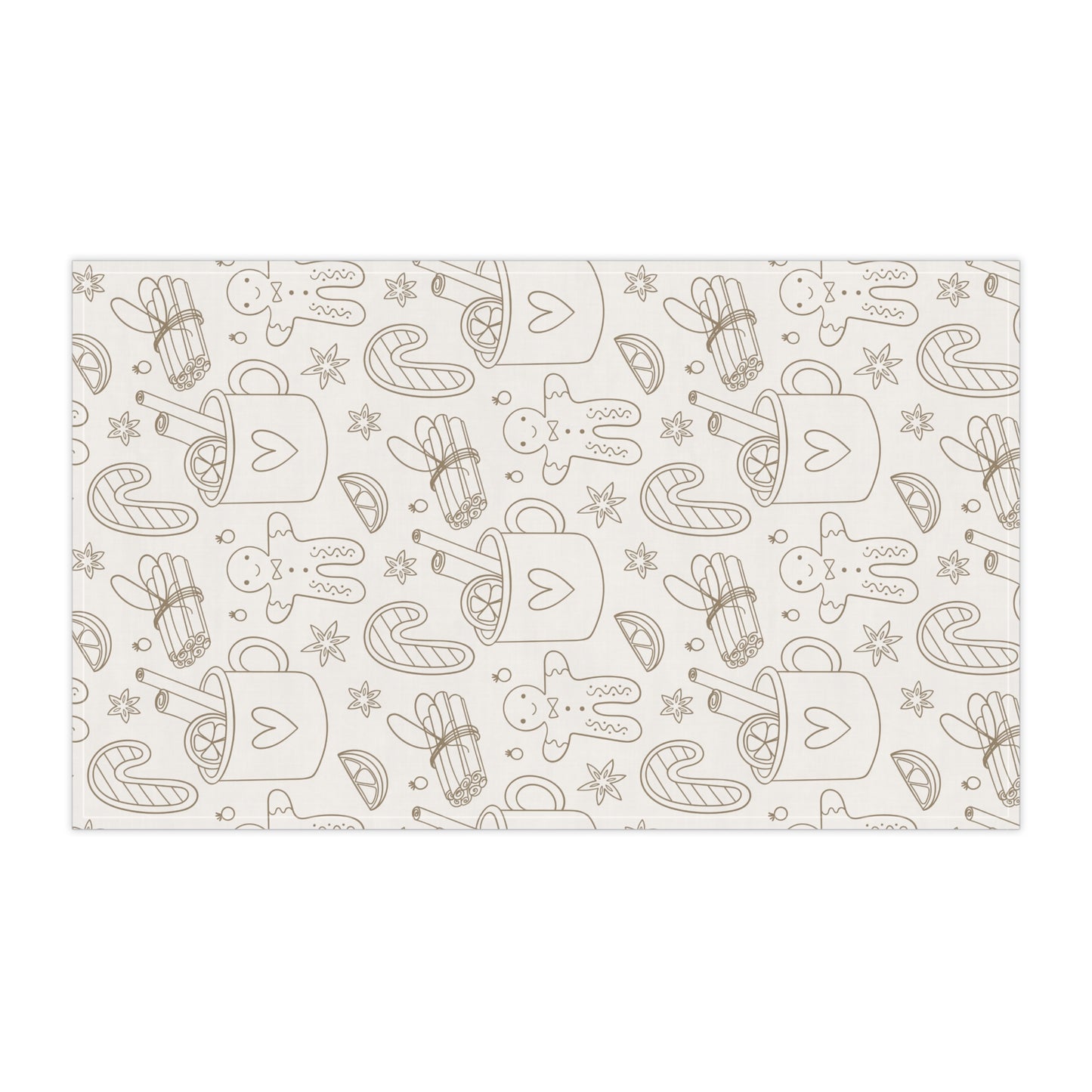 Holiday Hot Cocoa & Gingerbread Tea Towel — Festive Kitchen Dish Towel