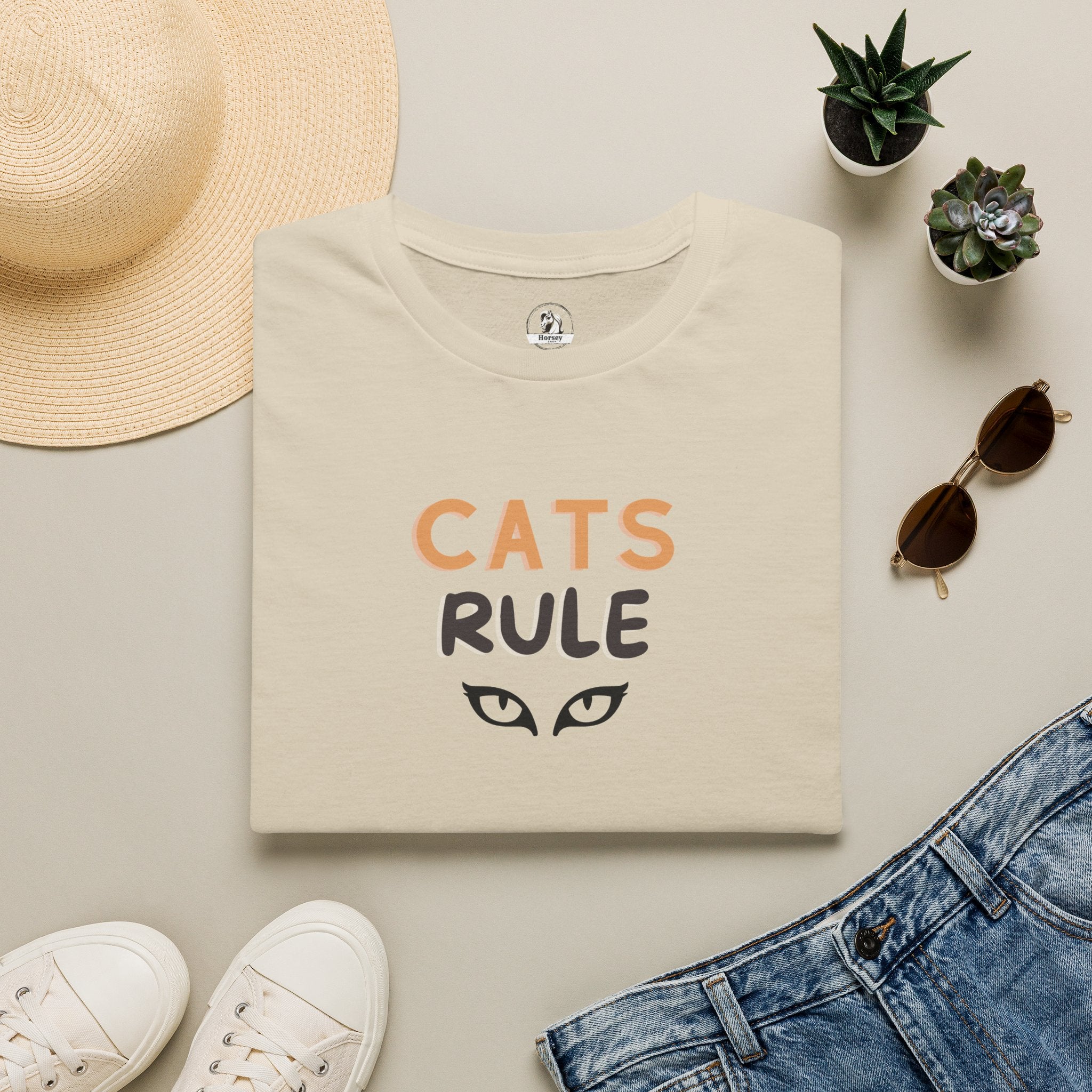 Cats Rule T‑Shirt — Cute Cat Eyes Graphic Tee for Cat Lovers