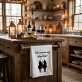 "Did someone say Wine Ride?" Cowgirl Wine Ride Tea/Bar Towels, Western Kitchen Decor, Retro Cowgirl Design, Farmhouse Towels, Kitchen Towels with Wine Theme, Vintage Tea