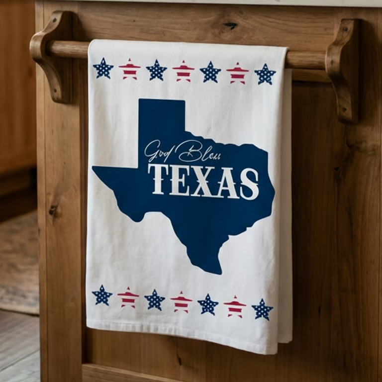 "God Bless Texas" Tea Towels - Perfect for Home Decor, Gifts, Kitchen Towels, Americana Style, Texas Pride
